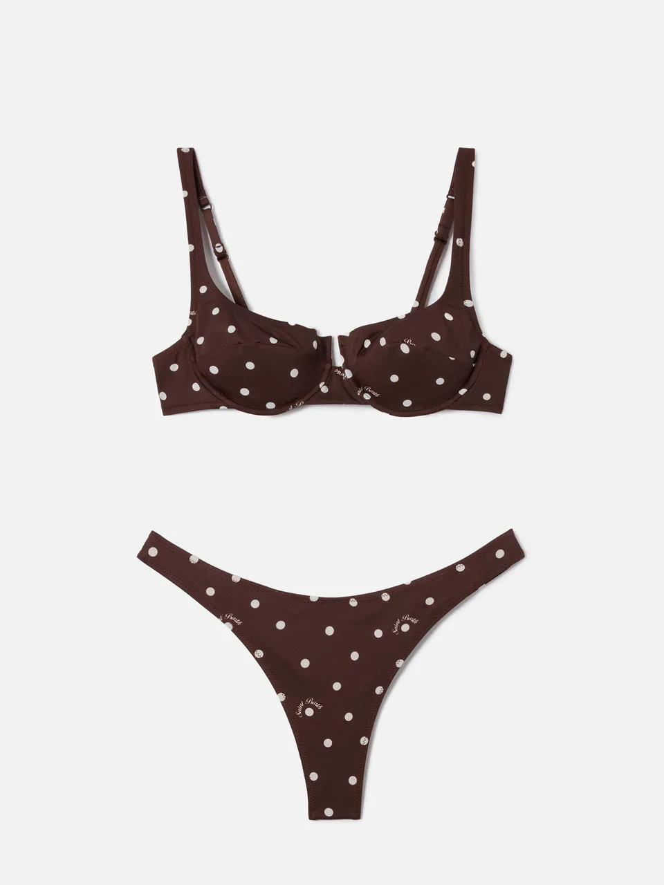 mc2-saint-barth-amira-naomi-bikini-donna-marrone-pois-balconette-ferretto image 1
