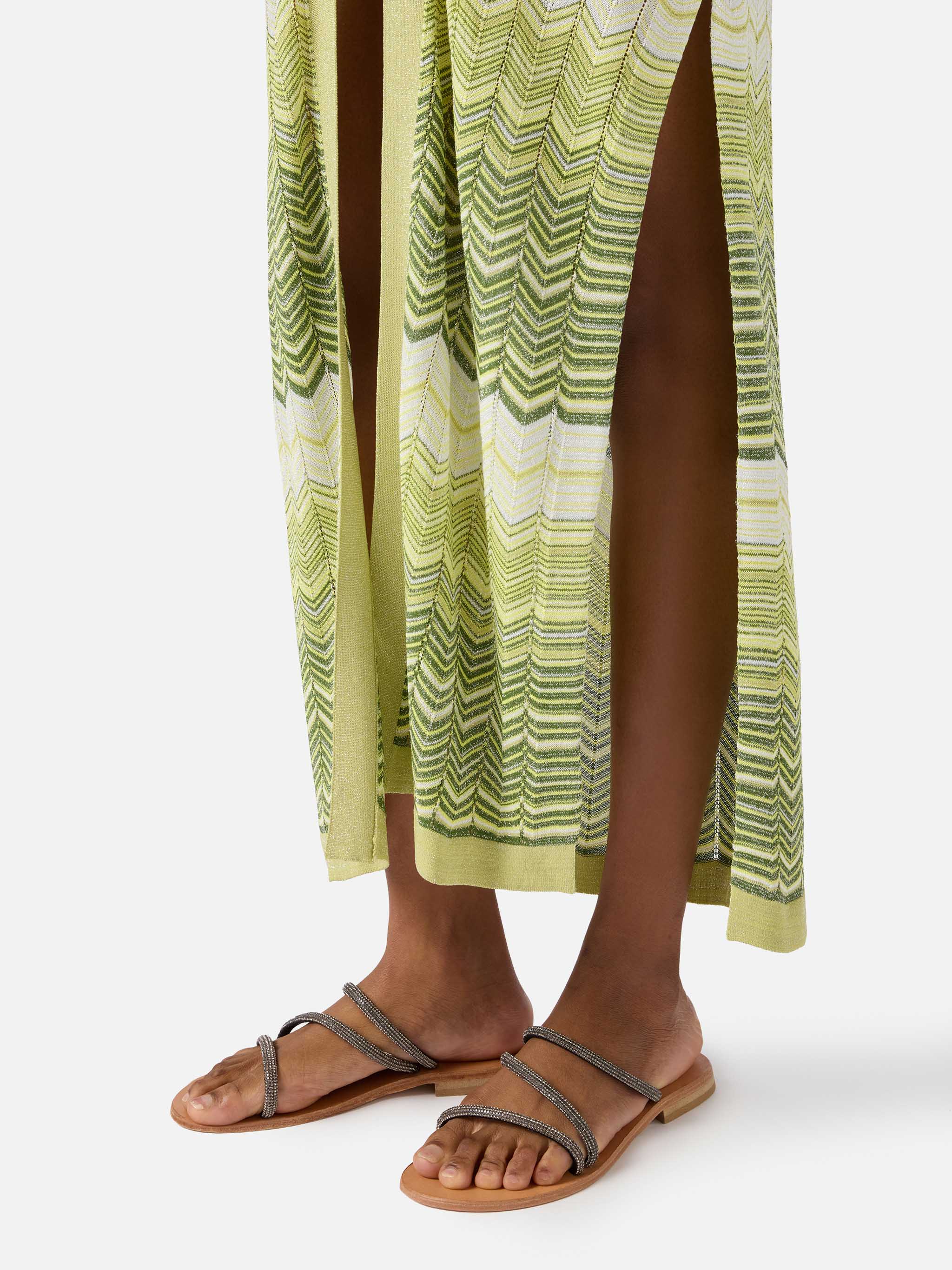 cardigan-lungo-mc2-saint-barth-tonia-in-maglia-di-viscosa-verde-con-motivo-geome image 2