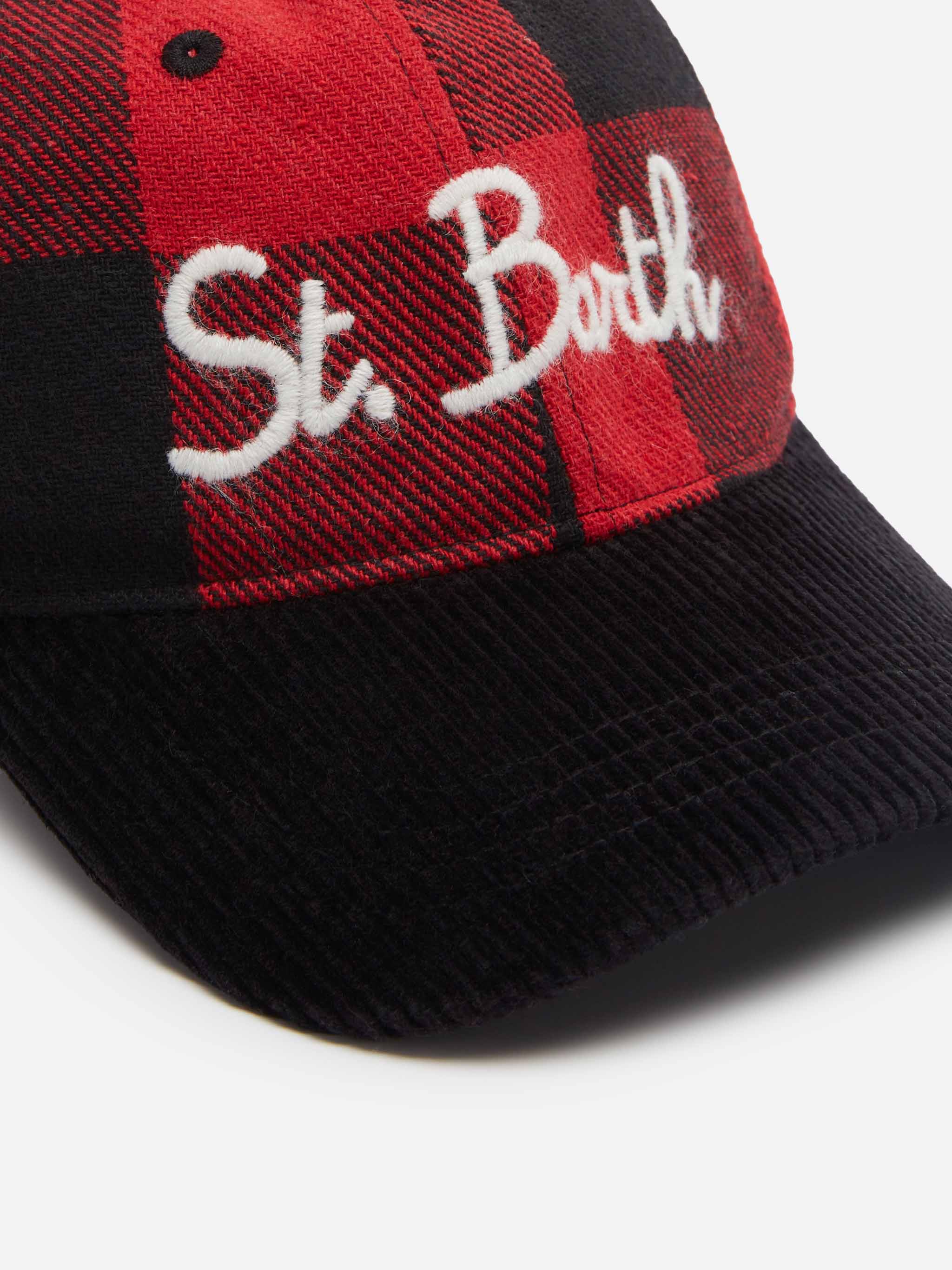 mc2-saint-barth-basb001-cappellino-baseball-feltro-a-quadri-rosso-con-ricamo-st- image 3