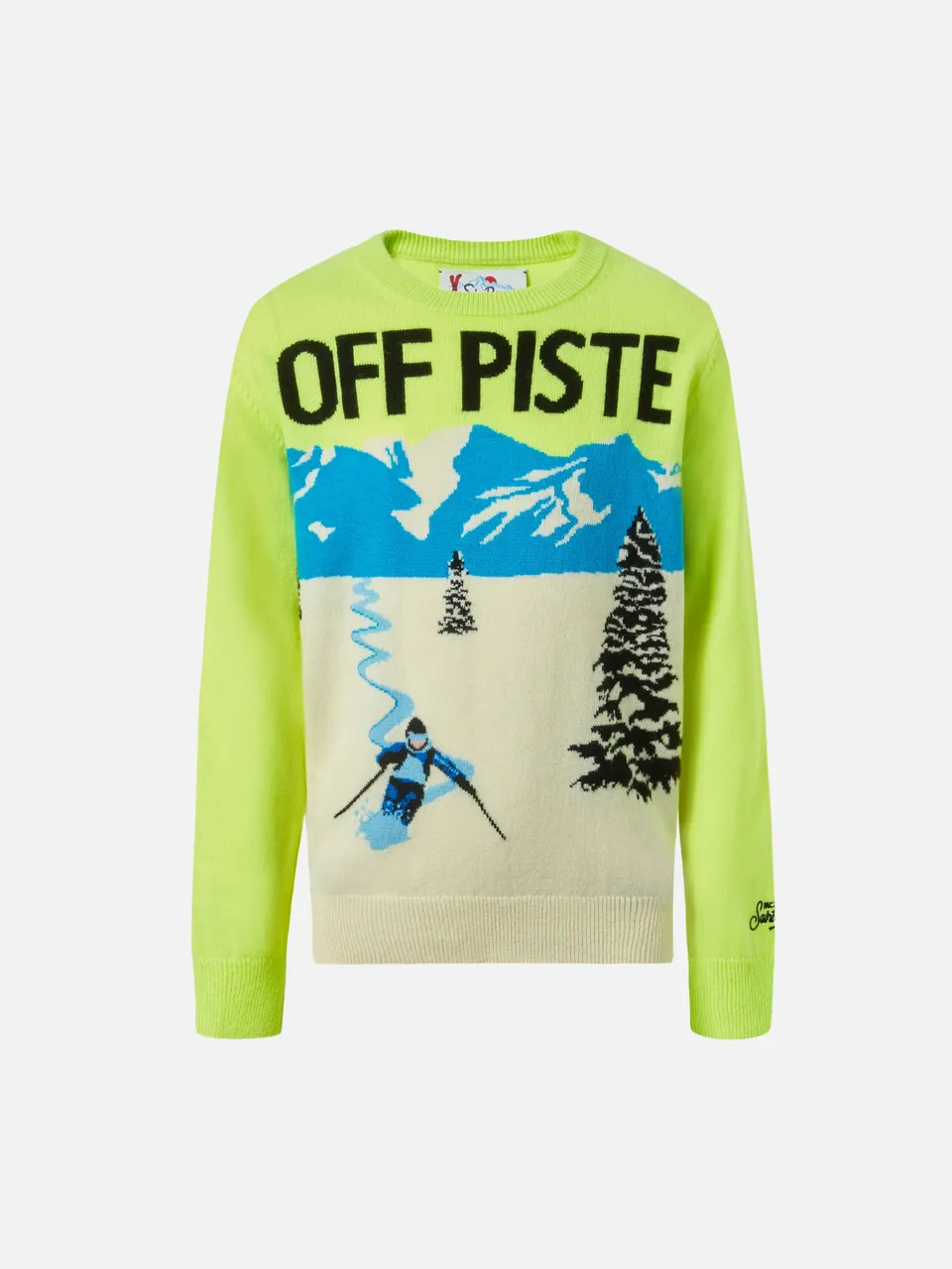 mc2-saint-barth-maglione-girocollo-douglas-con-jacquard-cartolina-off-piste-fluo image 1