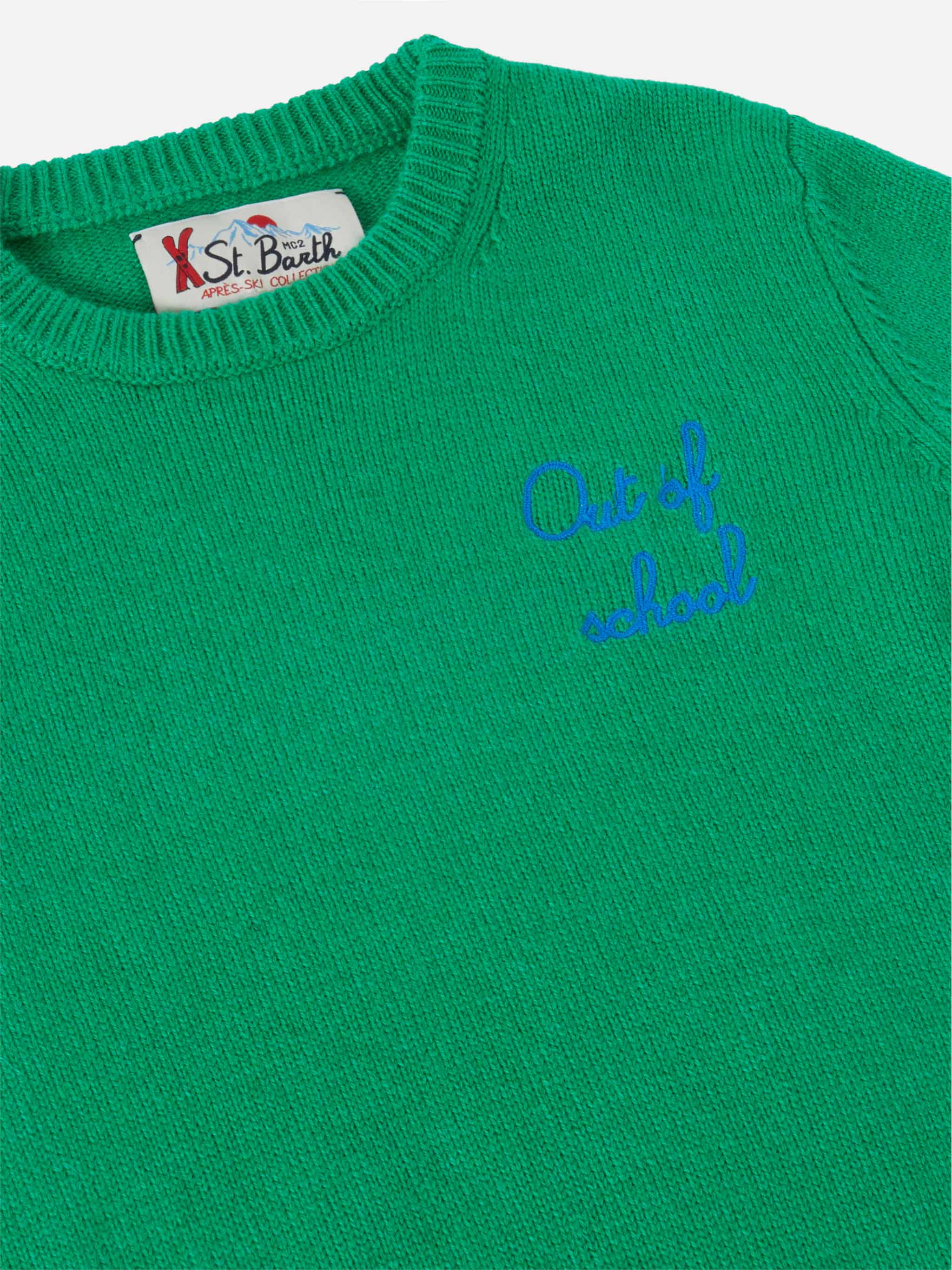 mc2-saint-barth-maglione-girocollo-douglas-boy-verde-ricamo-out-of-school image 2