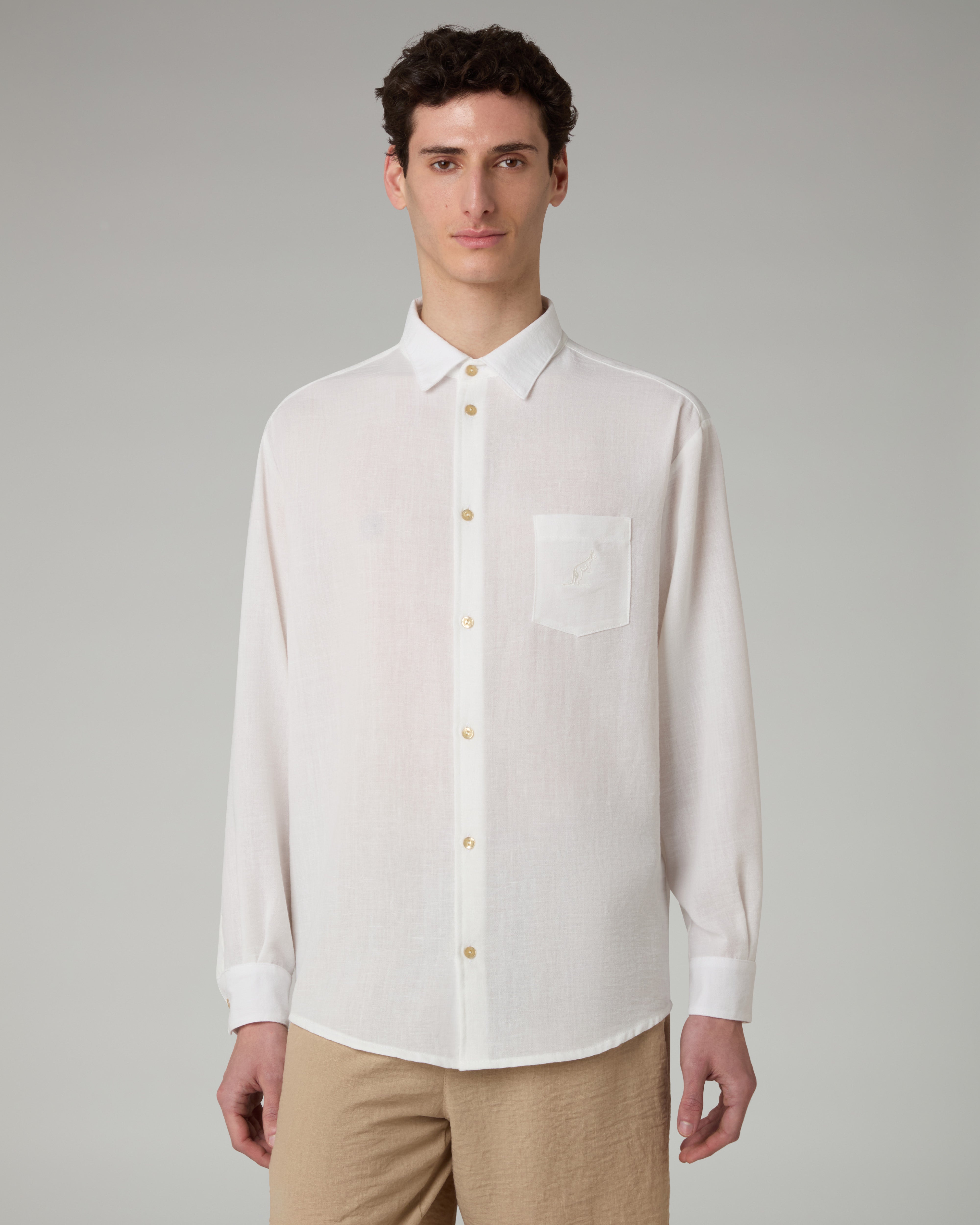 australian-doric-long-sleeve-shirt-camicia-canvas-latte image 1