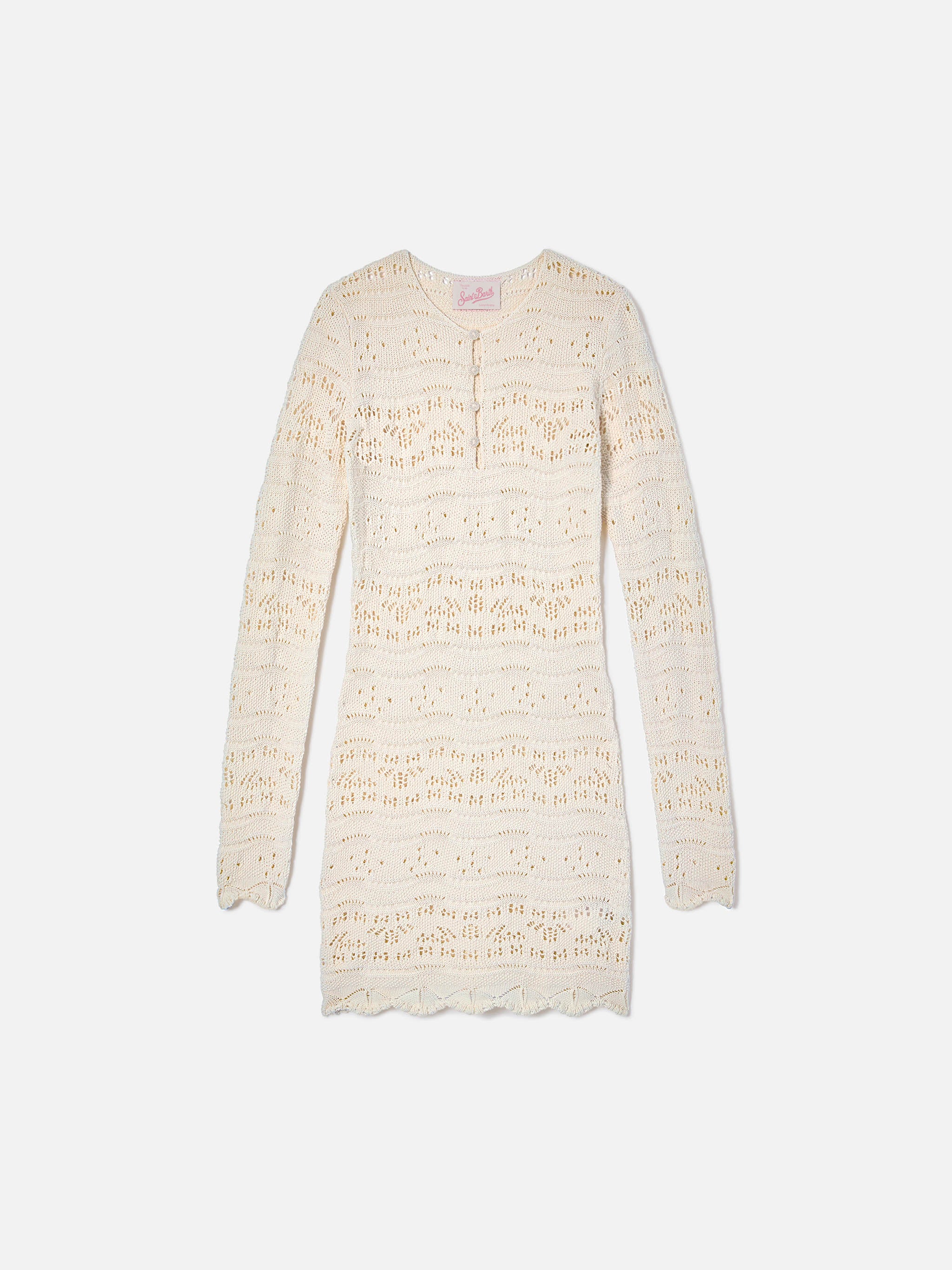 mc2-saint-barth-ilany-abito-donna-bianco-in-maglia-cotone-traforata-mini image 4