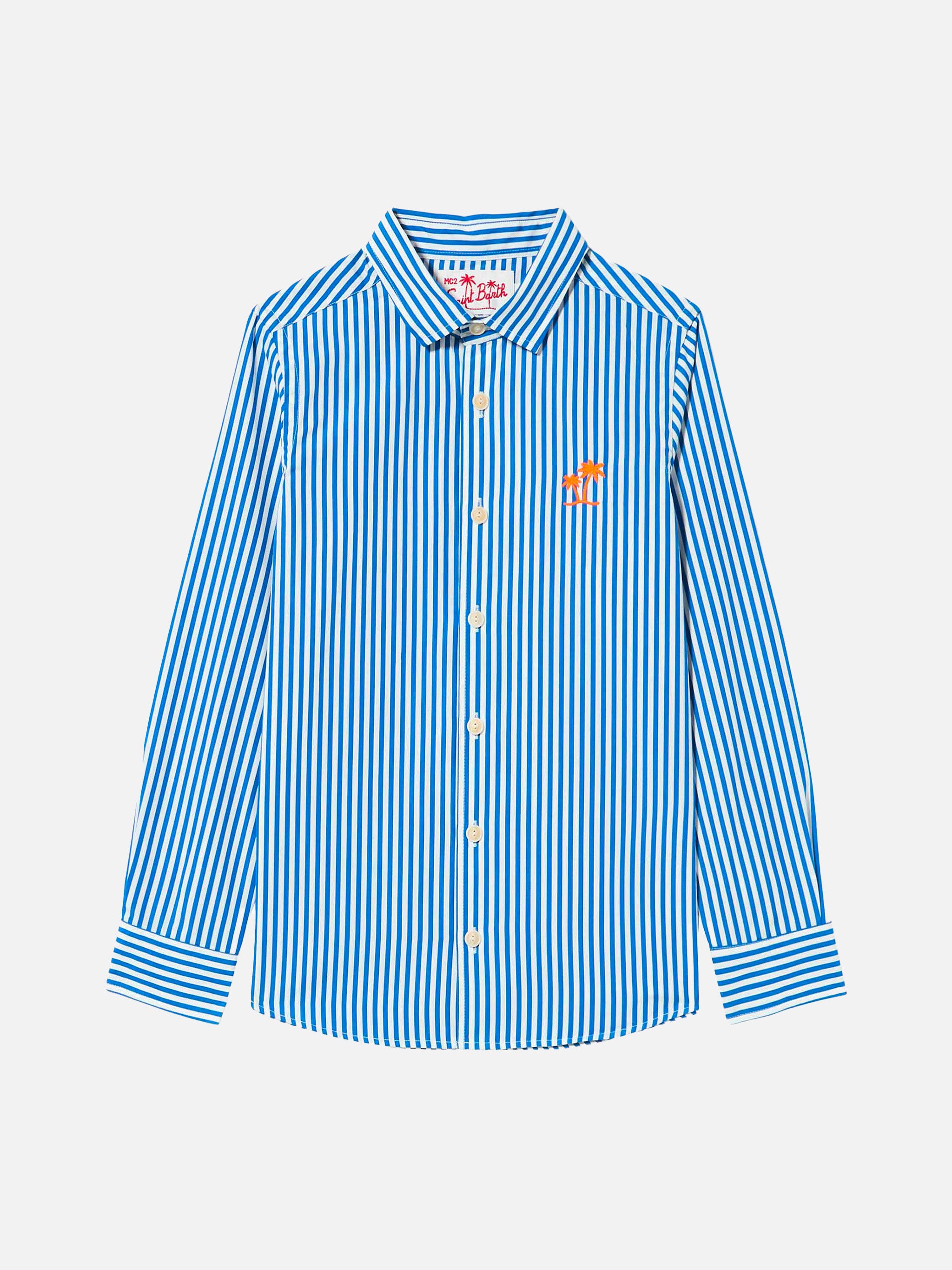 mc2-saint-barth-camicia-bambino-cotone-a-righe-bianche-e-blu image 2