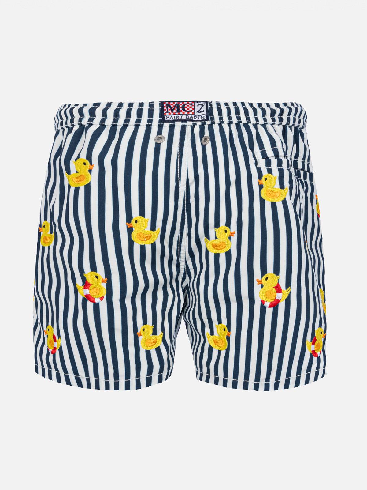 mc2-saint-barth-costume-da-bagno-bambino-a-righe-con-papere-ricamate image 2