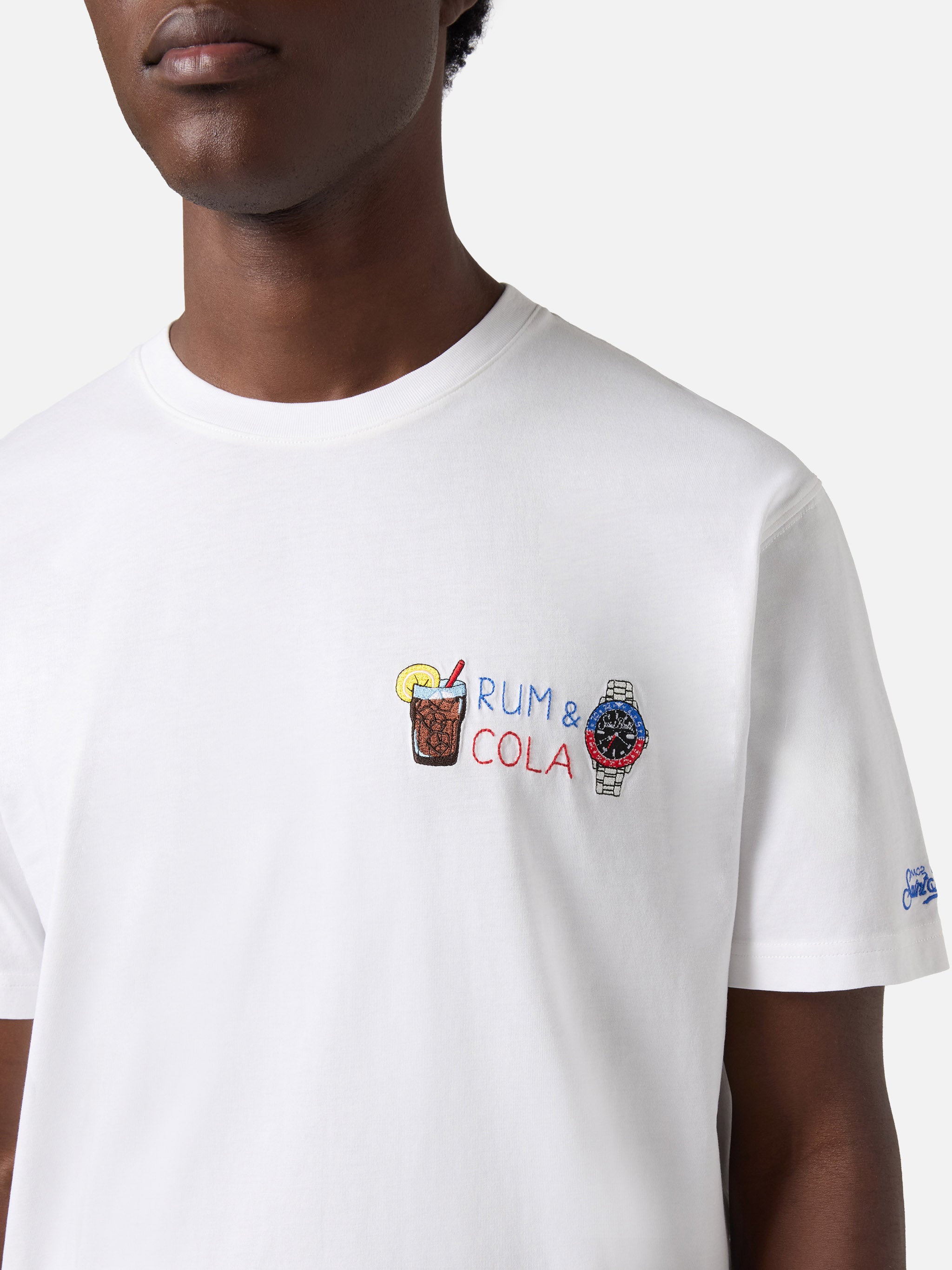 mc2-saint-barth-t-shirt-portofino-bianca-con-ricamo-rum-e-cola image 2