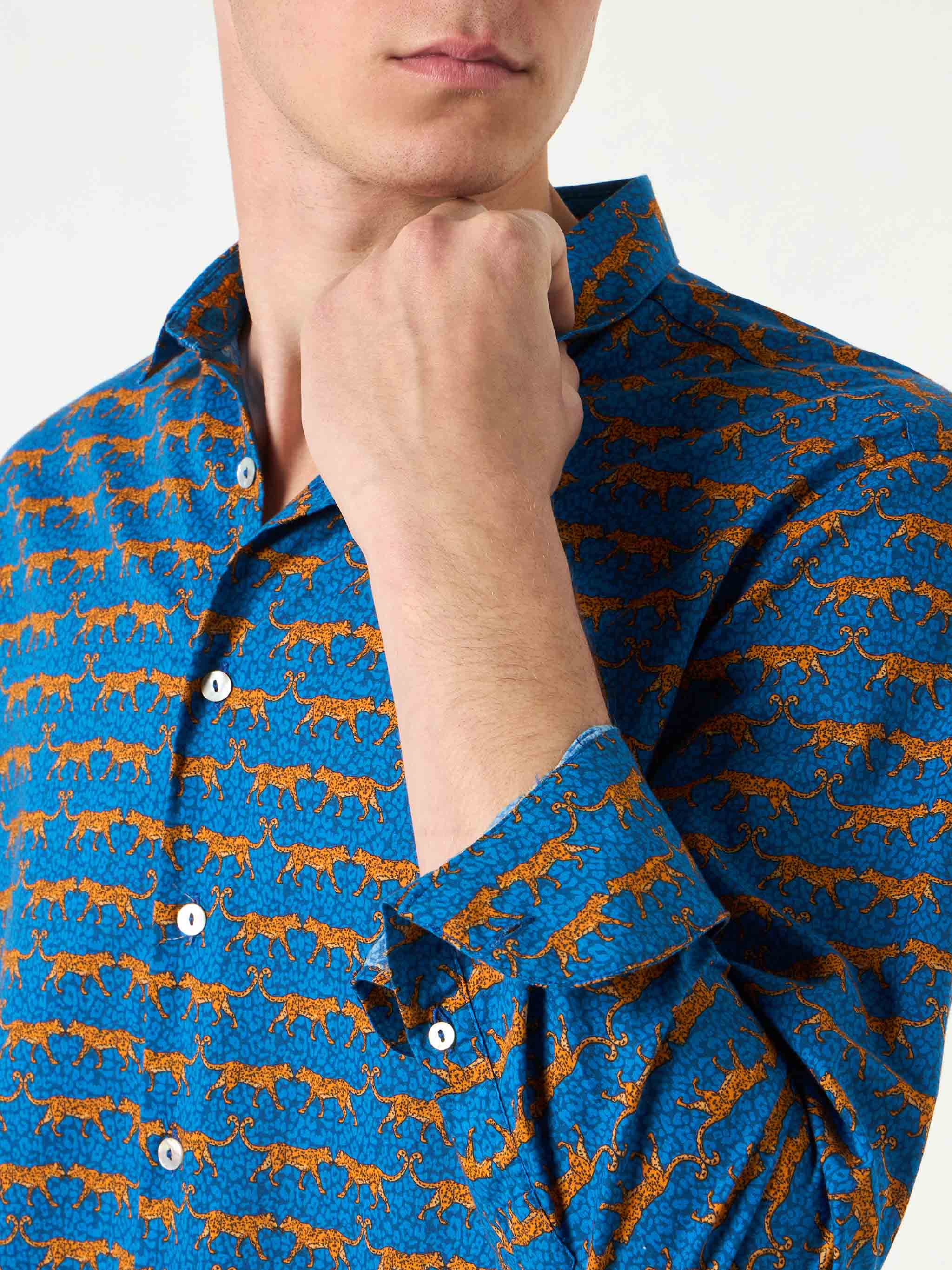 mc2-saint-barth-camicia-sikelia-uomo-cotone-mussola-wild-cat-blu image 3