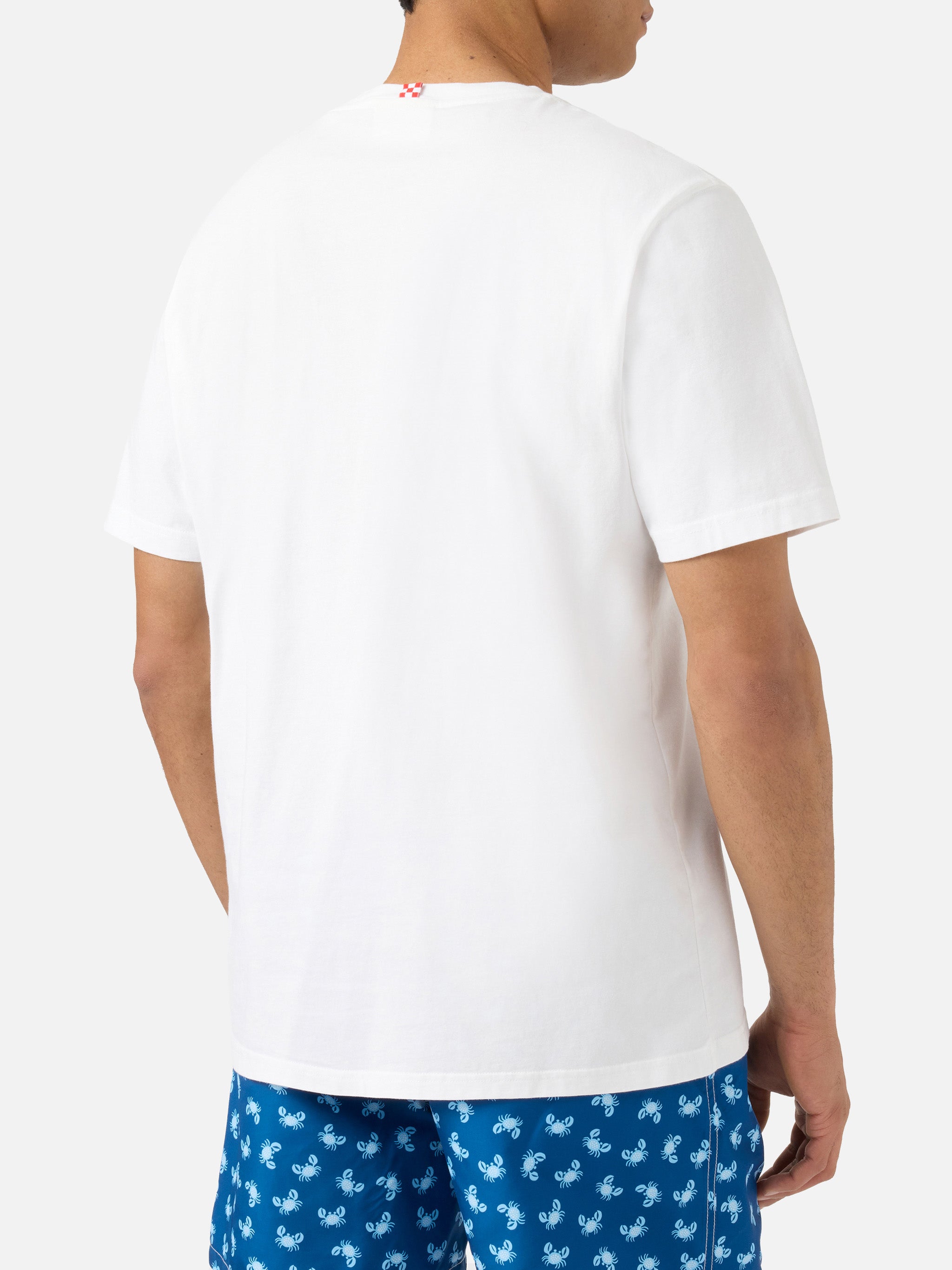 mc2-saint-barth-portofino-t-shirt-uomo-bianca-cotone-ricamo-la-plage image 4