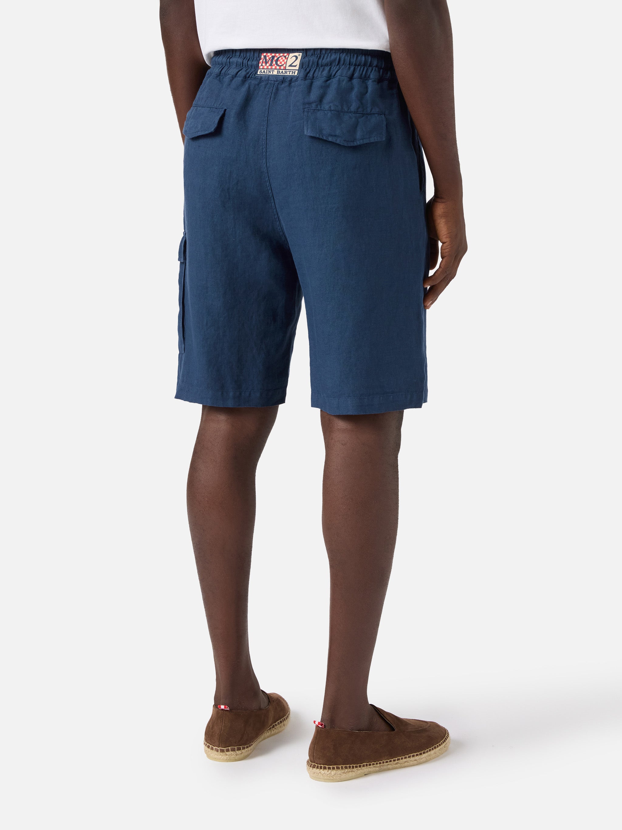 mc2-saint-barth-bermuda-marseille-uomo-in-puro-lino-blu-navy-tinta-unita image 3