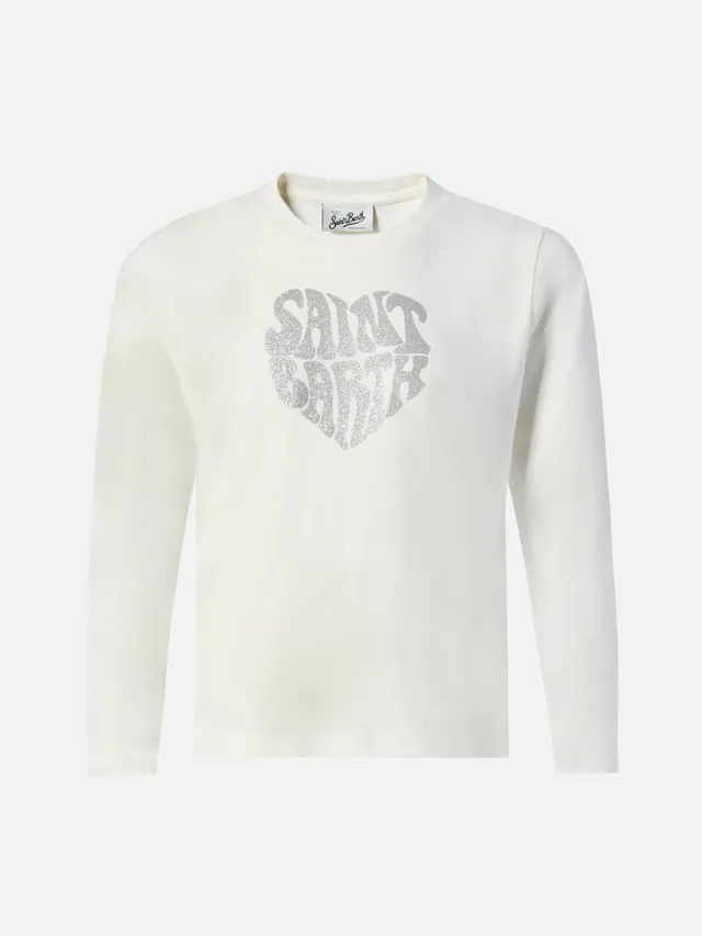 mc2-saint-barth-penny-t-shirt-bambina-bianca-con-stampa-glitter-maniche-lunghe image 1