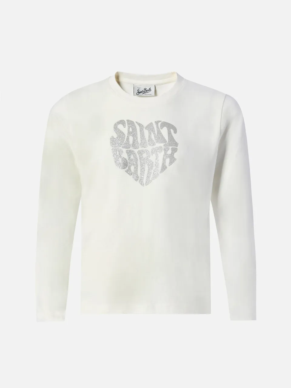 mc2-saint-barth-penny-t-shirt-bambina-bianca-con-stampa-glitter-maniche-lunghe image 1