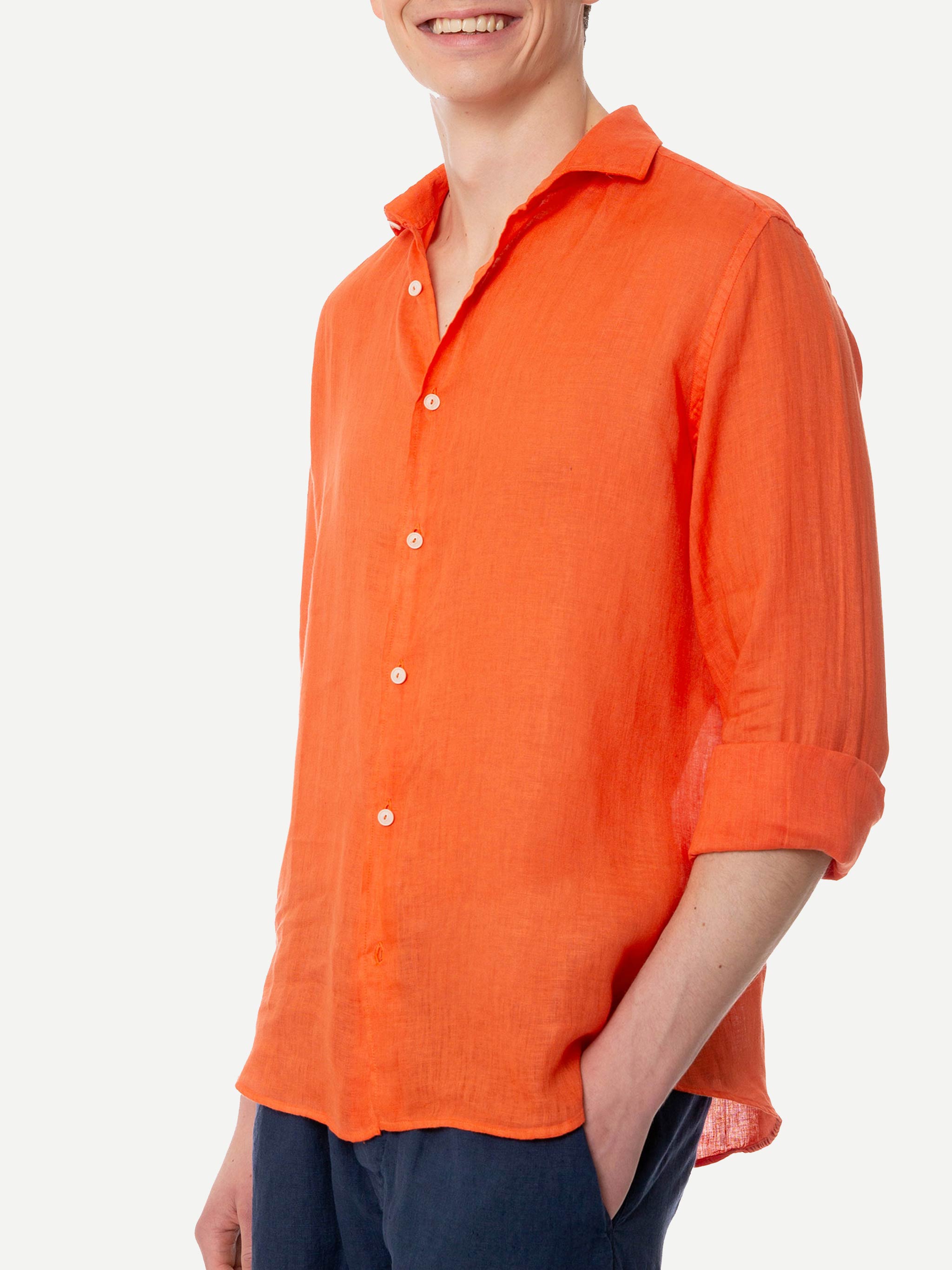 mc2-saint-barth-pamplona-camicia-uomo-lino-arancione image 2