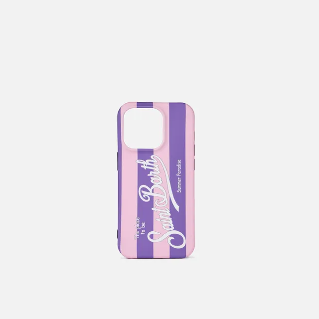 mc2-saint-barth-cover-iphone-14-pro-rigida-stampa-righe-viola-lilla image 1