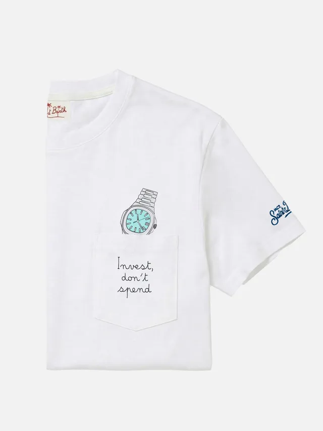 mc2-saint-barth-t-shirt-austin-bianca-in-puro-cotone-con-ricamo-orologio-invest- image 1
