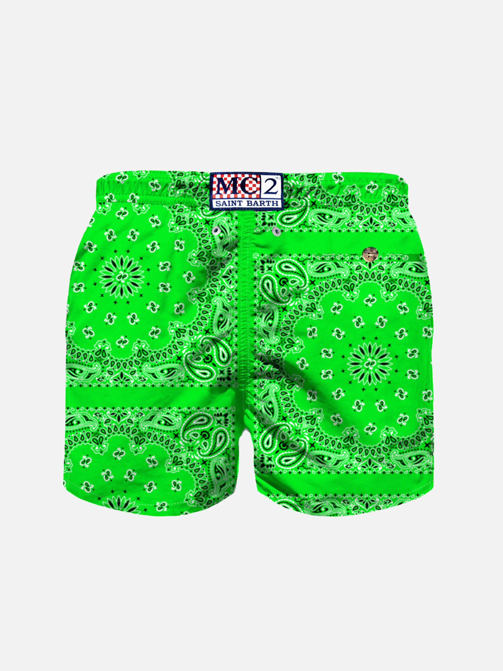 mc2-saint-barth-jean-costume-bambino-verde-fluo-stampa-bandana image 2
