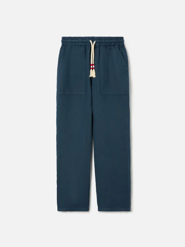 pantaloni-calais-jr-mc2-saint-barth-bambino-in-puro-lino-blu-navy image 1