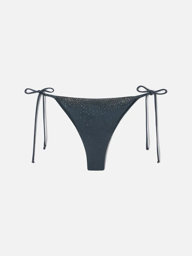 mc2-saint-barth-marielle-slip-mare-brasiliana-glossy-grigio-scuro-con-strass image 1