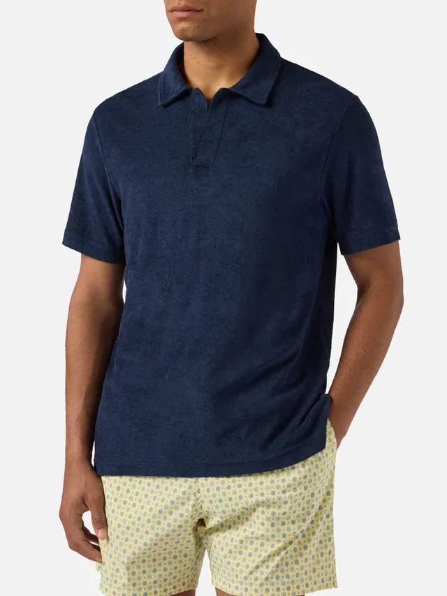 mc2-saint-barth-jeremy-polo-uomo-in-cotone-spugna-blu-navy image 1