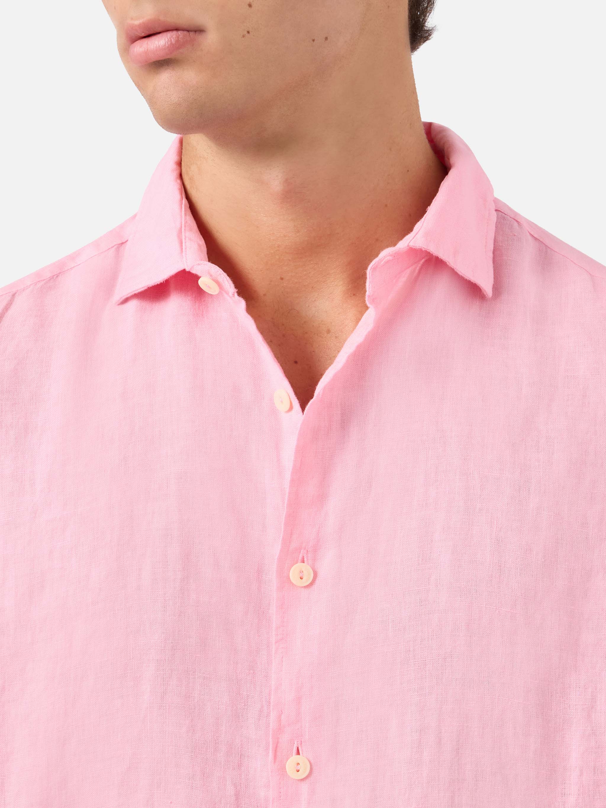 mc2-saint-barth-pamplona-camicia-in-puro-lino-rosa-tinta-unita-da-uomo-maniche-l image 2