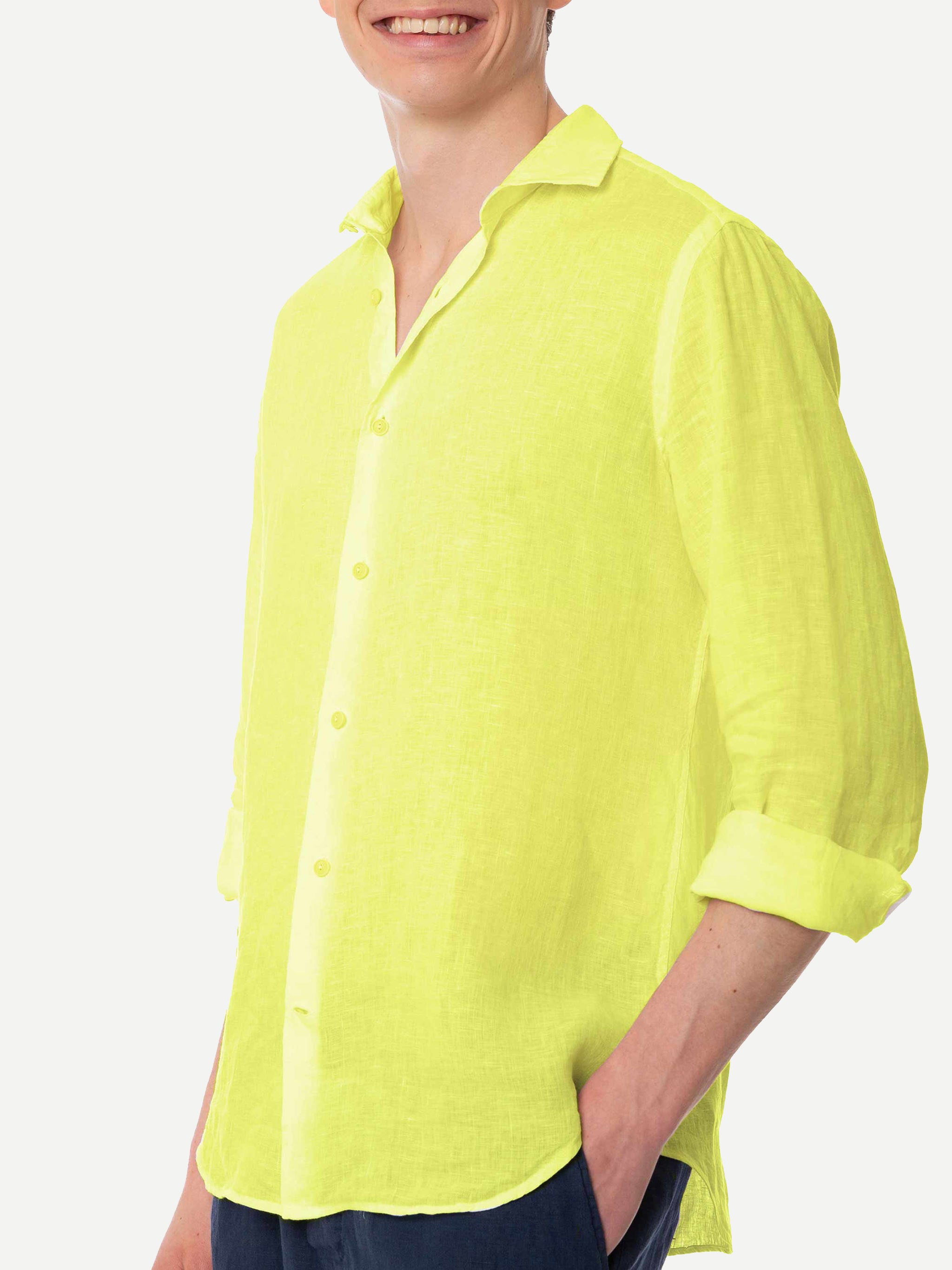 mc2-saint-barth-camicia-pamplona-uomo-in-lino-giallo image 2