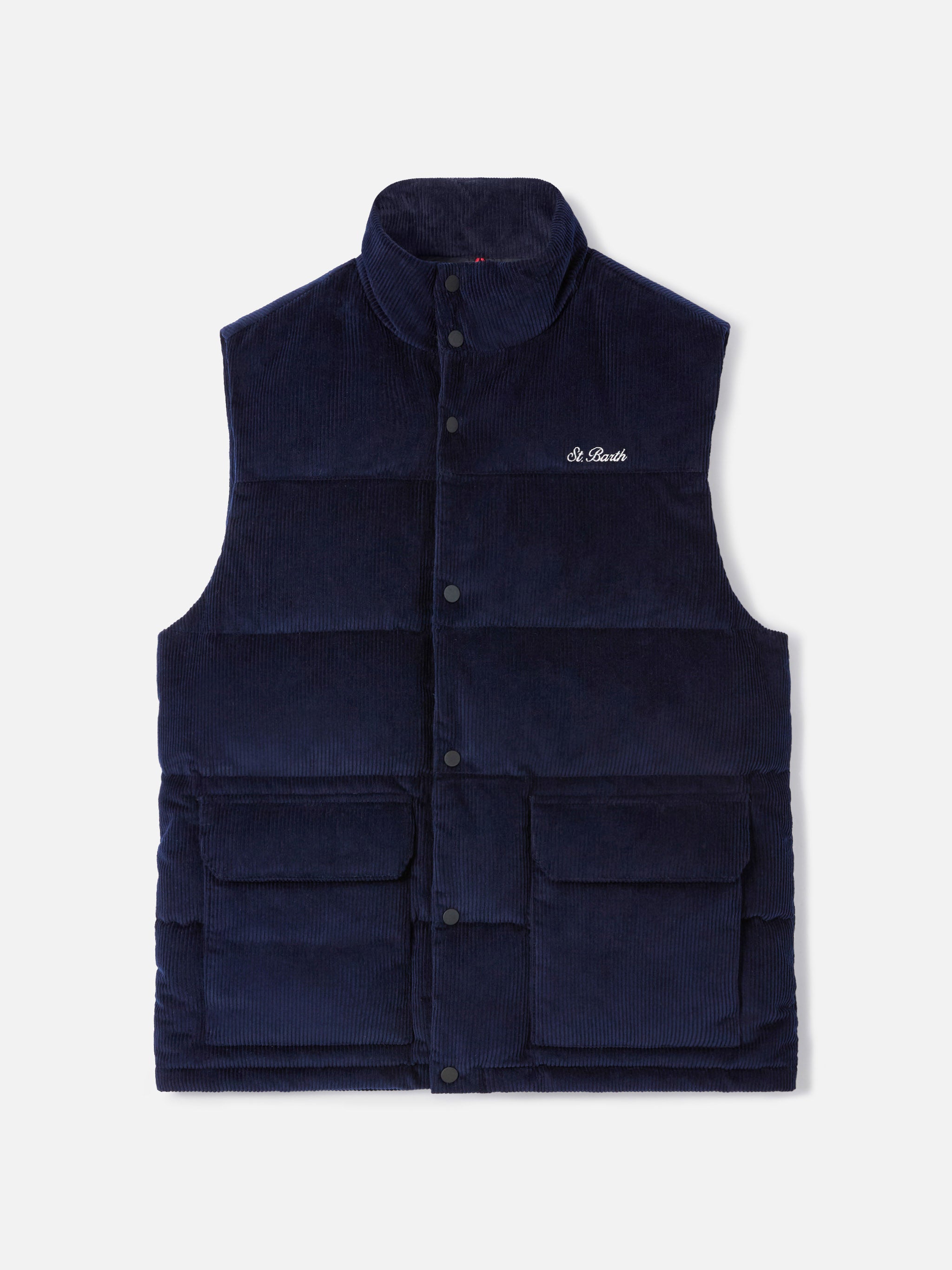 mc2-saint-barth-gilet-thunder-uomo-in-corduroy-blu-navy-imbottito-in-piuma image 1