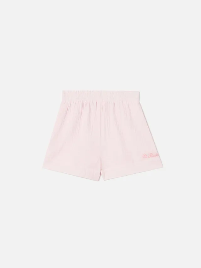 short-meave-jr-mc2-saint-barth-in-mussola-di-cotone-rosa-per-bambina image 1