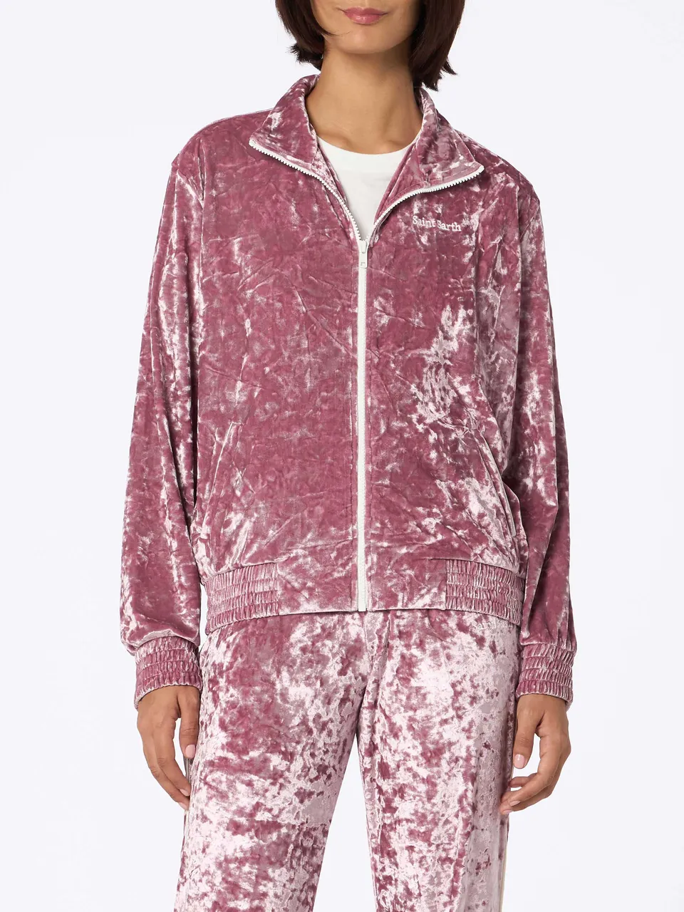 felpa-donna-mc2-saint-barth-miriam-in-ciniglia-rosa-con-zip image 1
