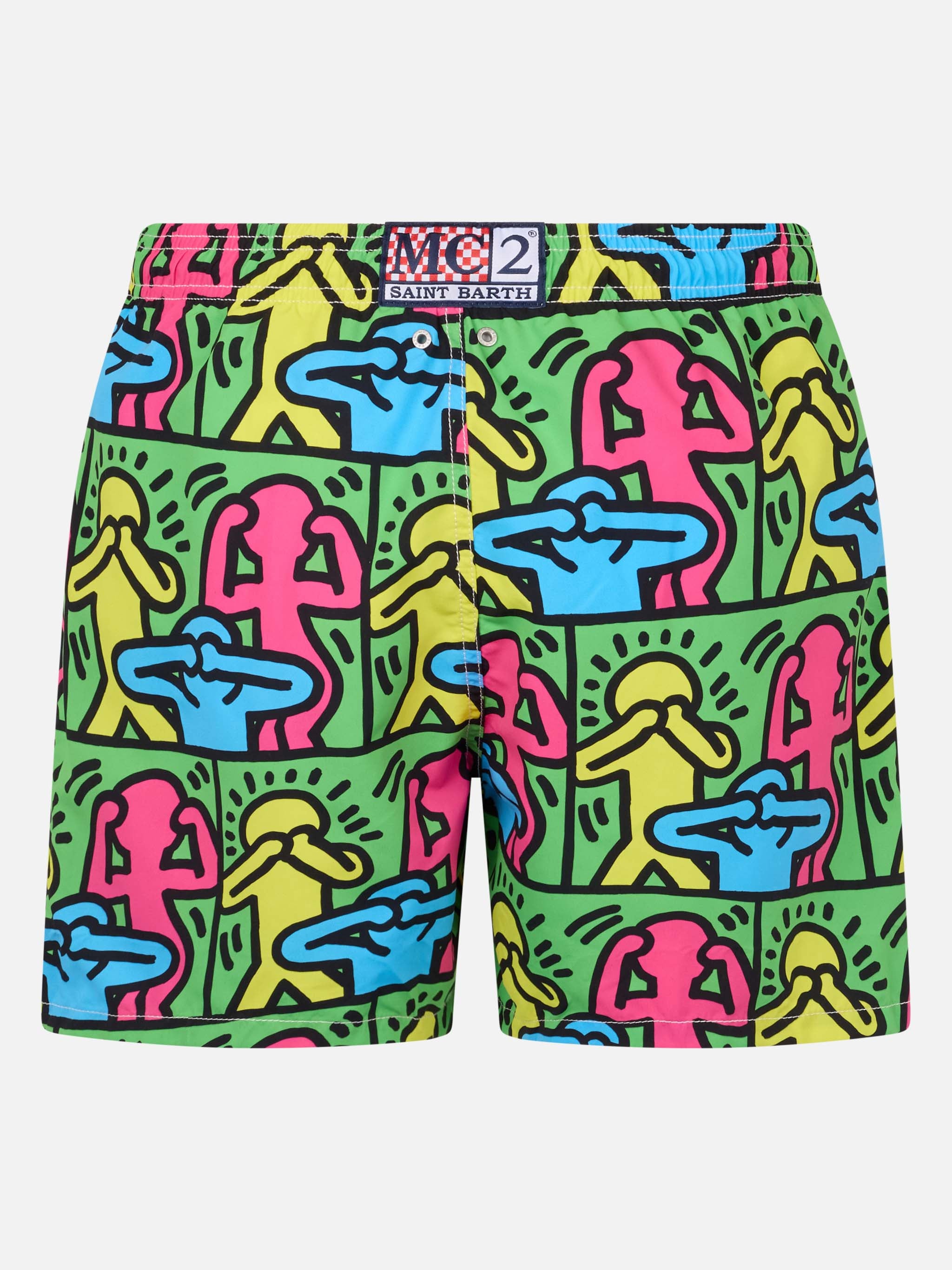 mc2-saint-barth-gustavia-special-edition-costume-uomo-keith-haring-people-verde image 2