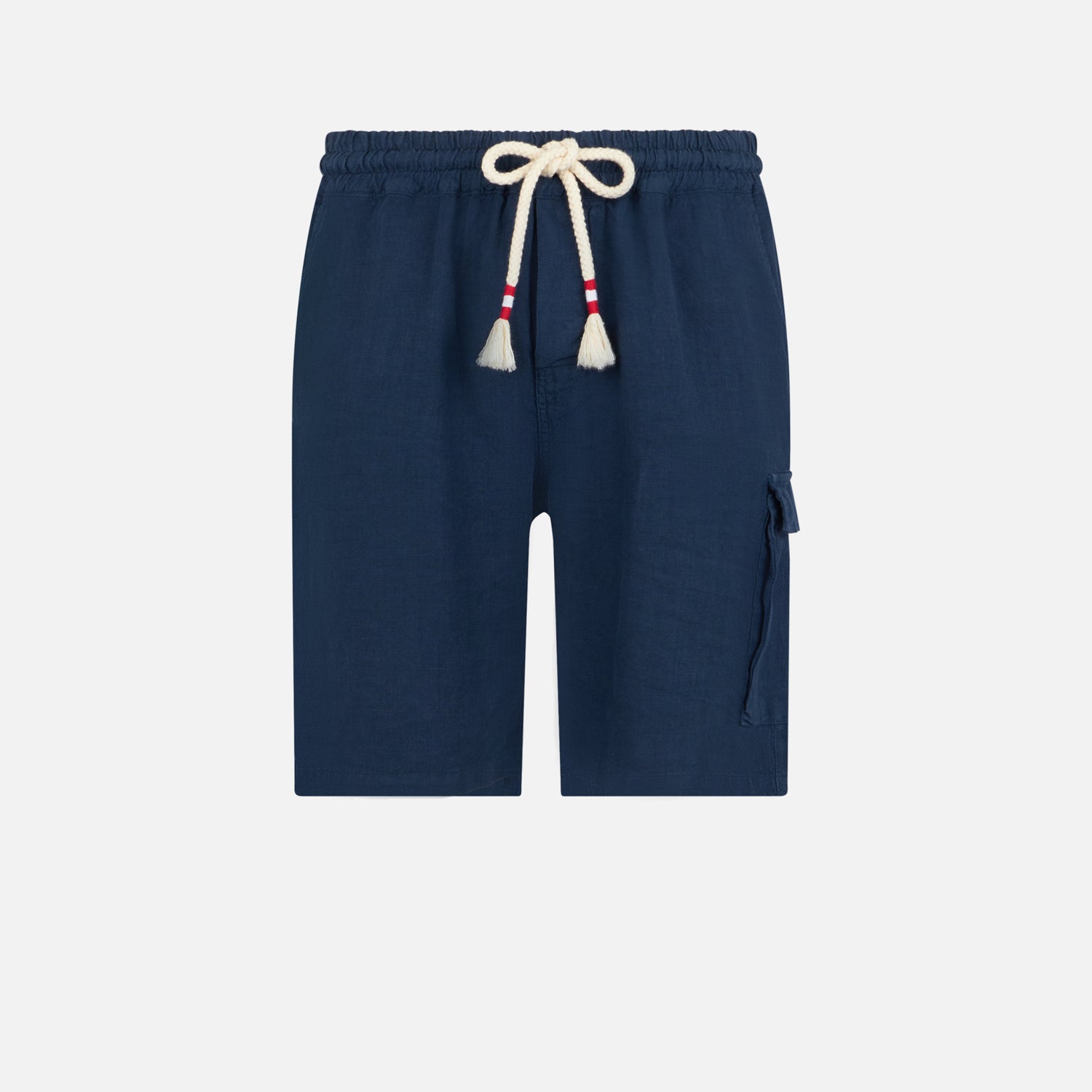 mc2-saint-barth-bermuda-uomo-in-lino-blu-navy-tinta-unita image 4
