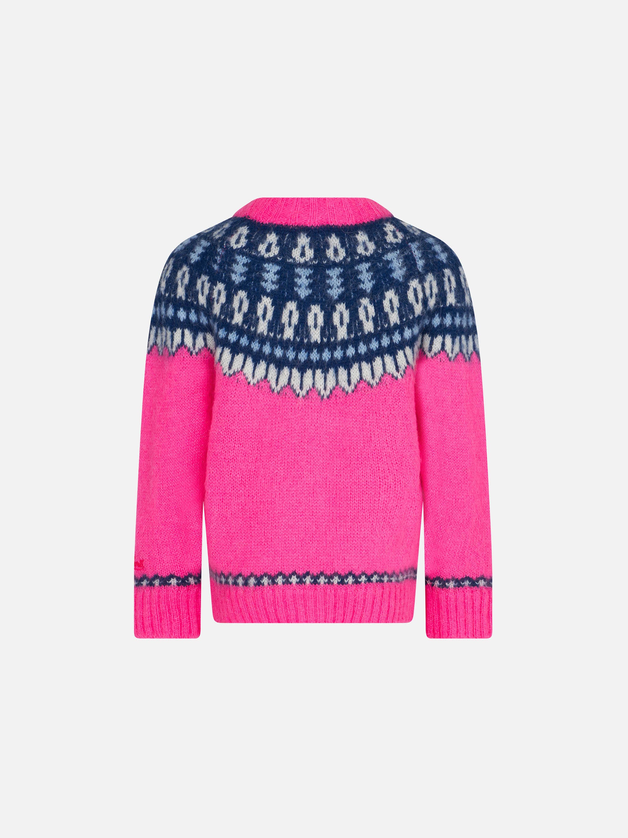 mc2-saint-barth-maglione-da-bambina-girocollo-garzato-con-jacquard-nordico-rosa- image 2