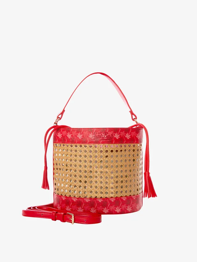 mc2-saint-barth-borsa-a-secchiello-paglia-monogram-rossa image 1