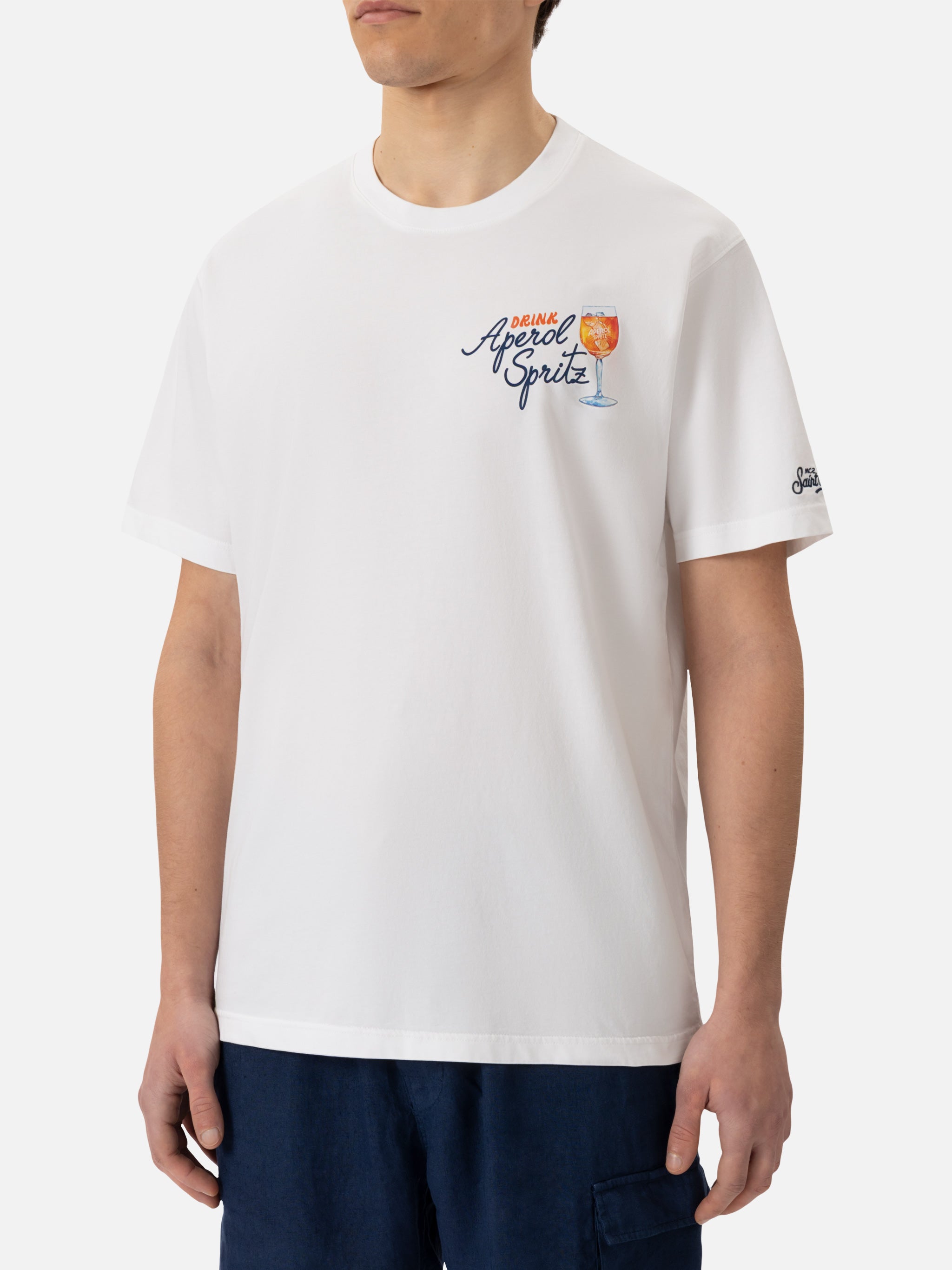 mc2-saint-barth-t-shirt-man-uomo-bianca-stampa-aperol-spritz-special-edition image 3
