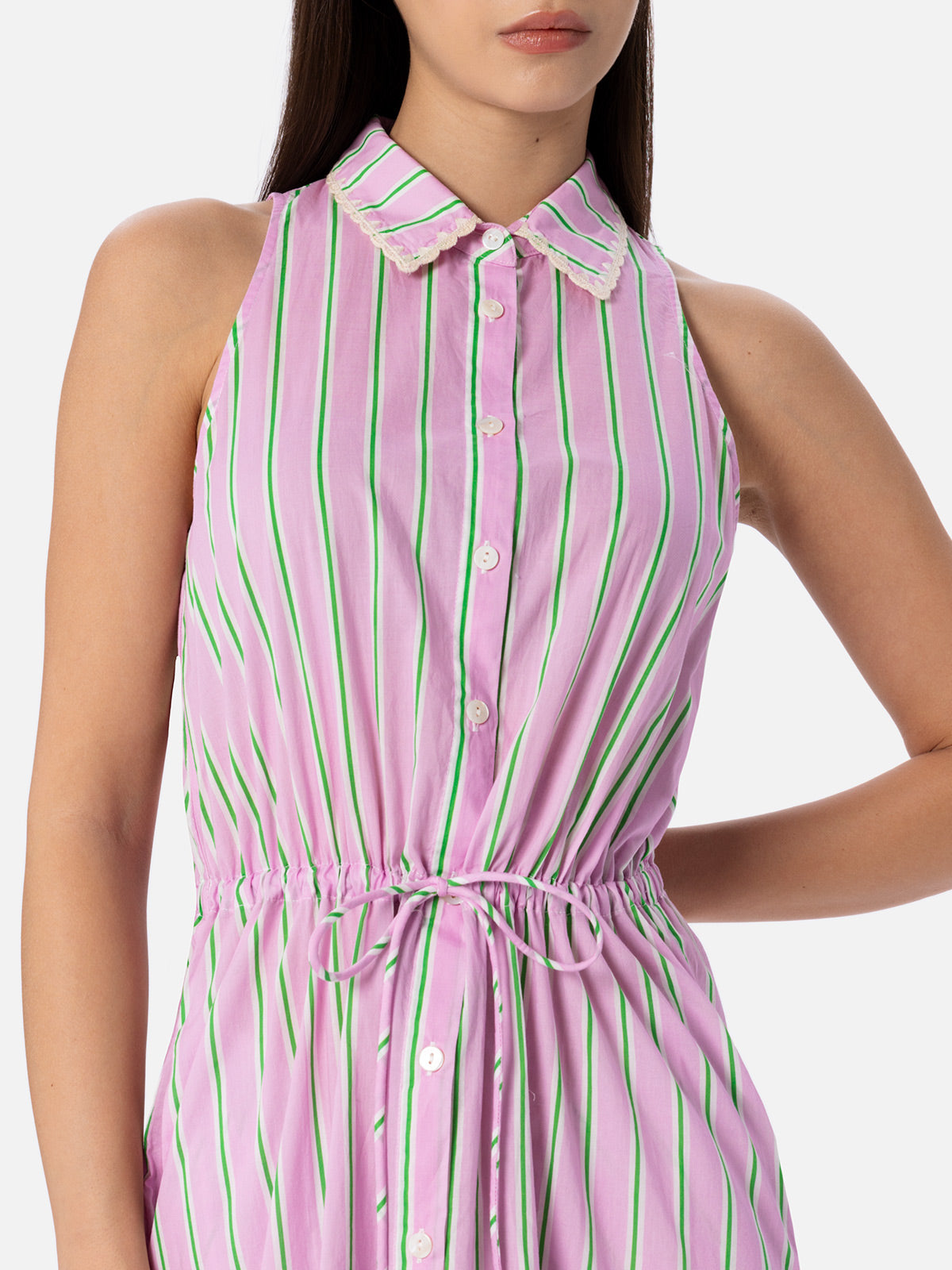 mc2-saint-barth-abito-ida-donna-lungo-in-cotone-a-righe-lilla-e-arancione image 2