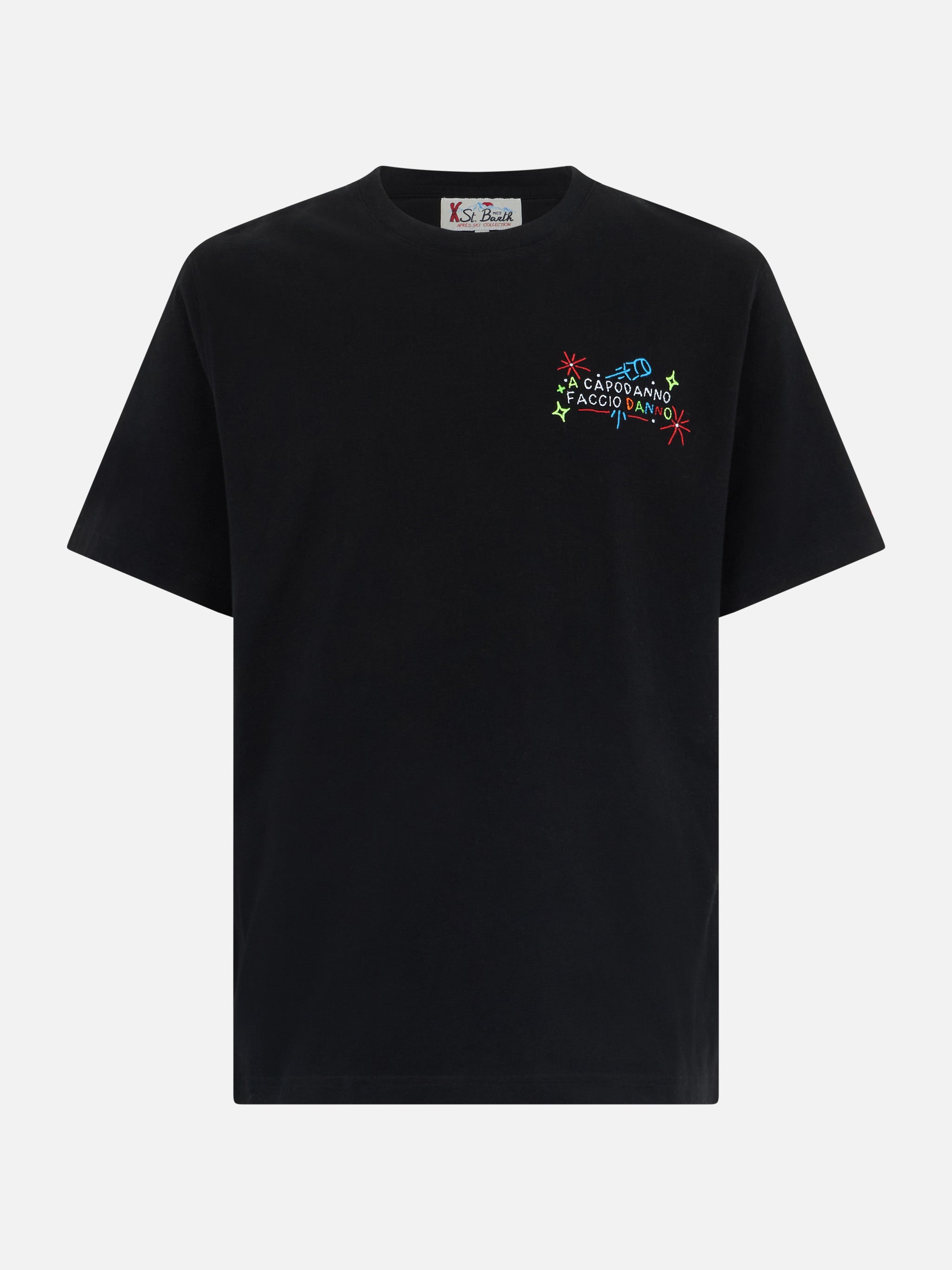 mc2-saint-barth-t-shirt-arnott-nera-con-ricamo-a-capodanno-faccio-danno-special- image 1