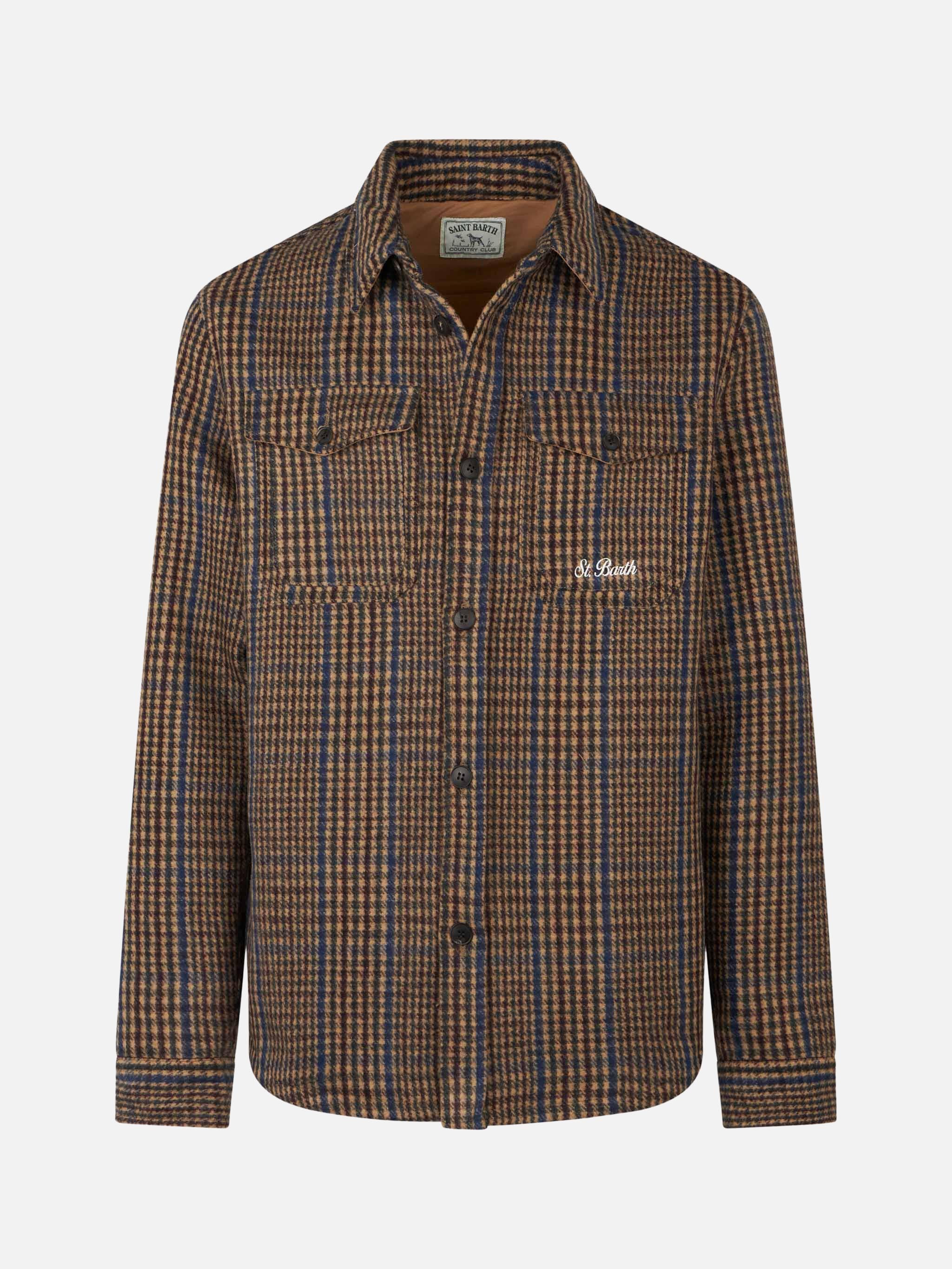 mc2-saint-barth-burton-camicia-overshirt-principe-di-galles-marrone image 4
