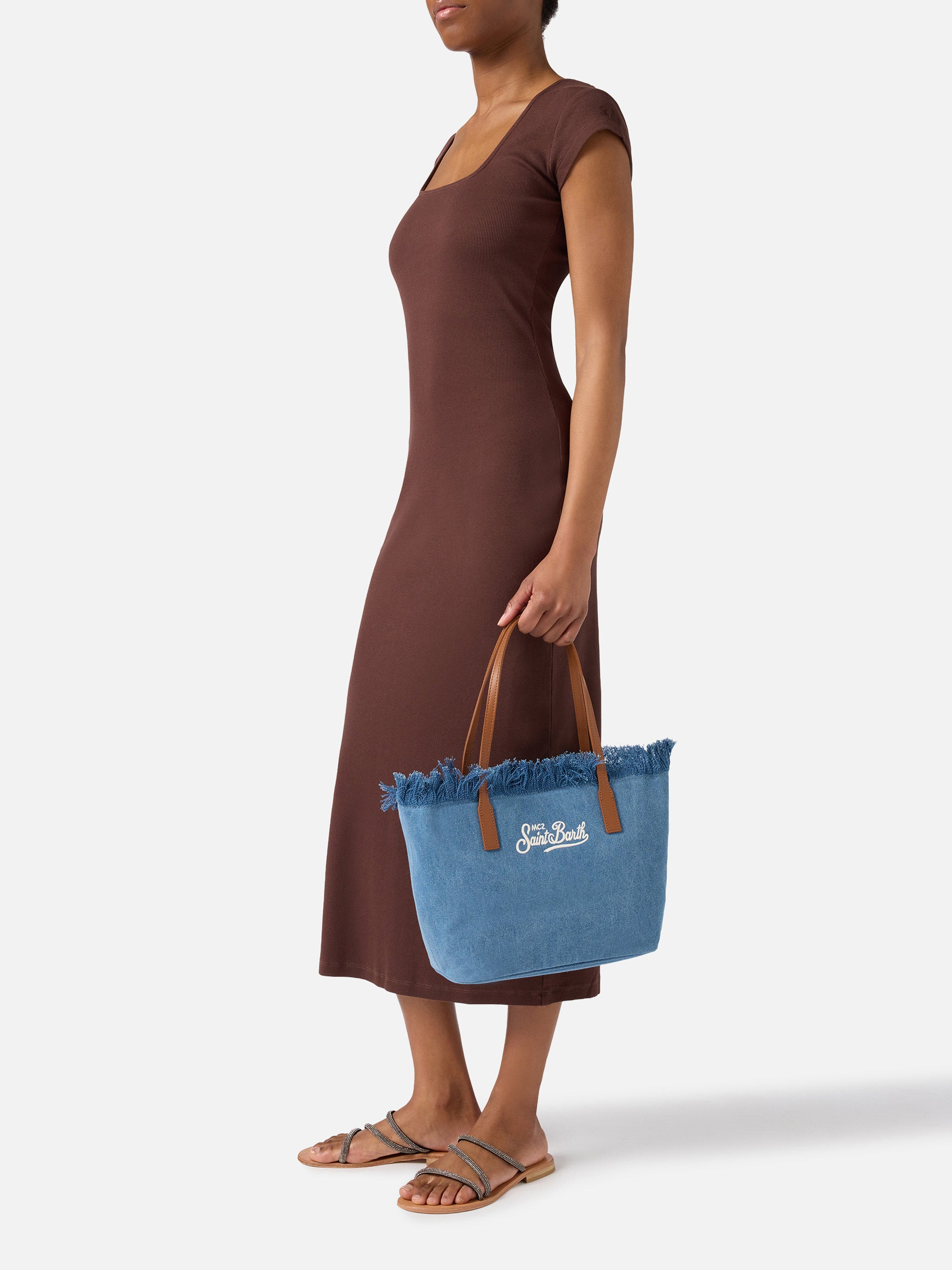 mc2-saint-barth-city-borsa-shopper-medium-denim-con-frange-blu image 2