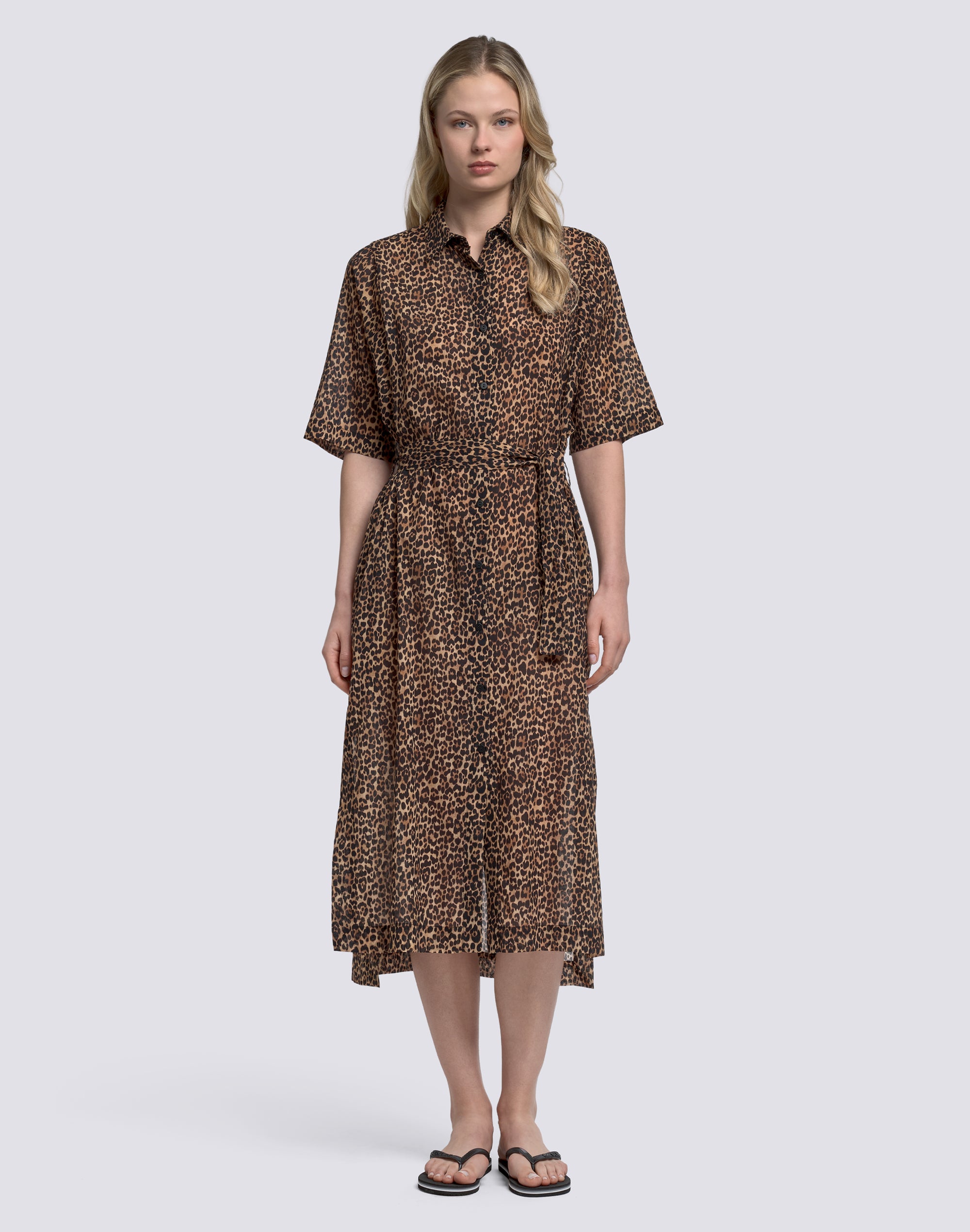 sundek-abito-chemisier-donna-lungo-animalier-con-cintura-removibile image 2
