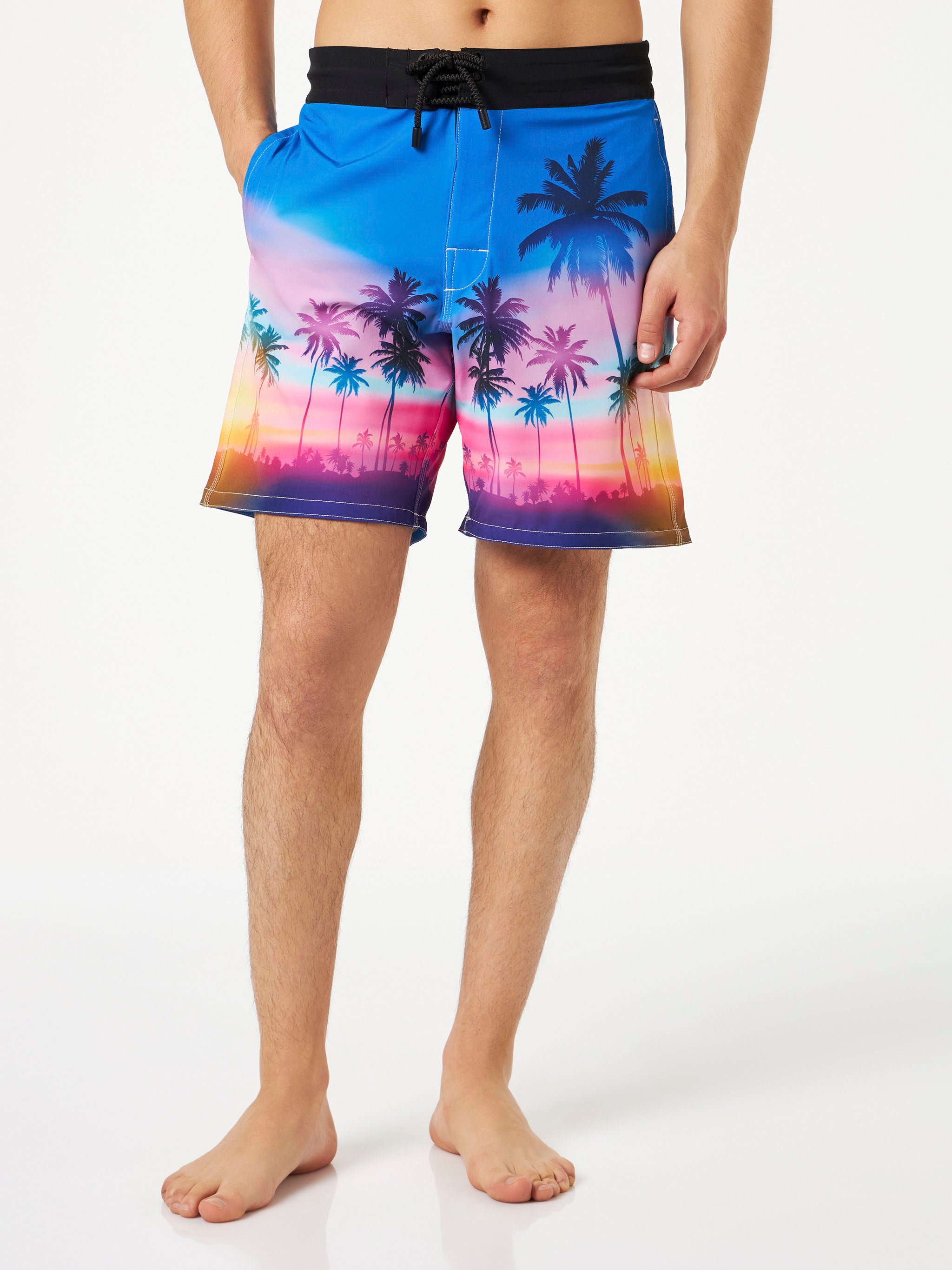 mc2-saint-barth-comfort-surf-costume-mare-uomo-palme-fluo-media-lunghezza image 2