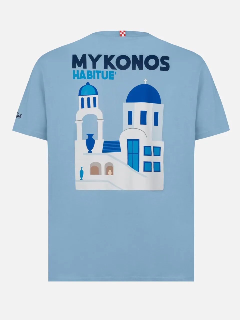 mc2-saint-barth-man-t-shirt-uomo-cotone-blu-stampa-postcard-mykonos image 1