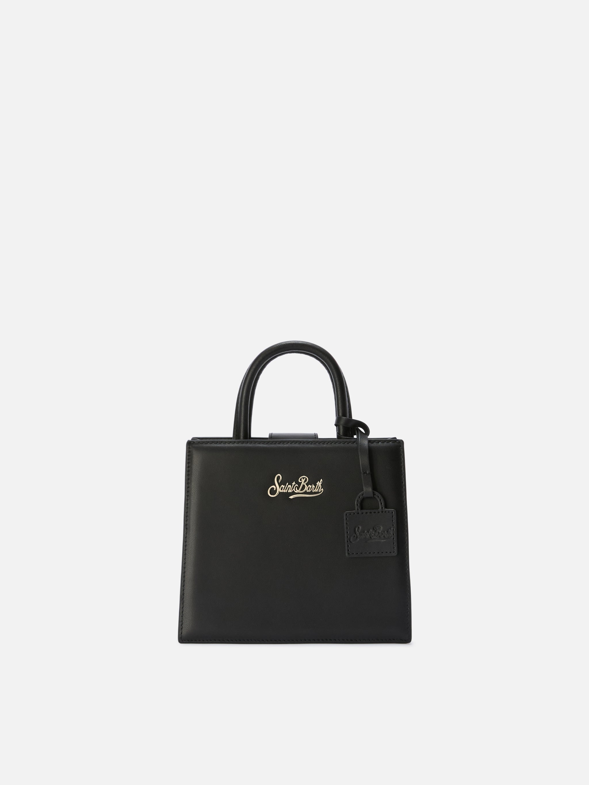 mc2-saint-barth-borsa-shop-mini-in-pelle-liscia-nera-con-targhetta image 1