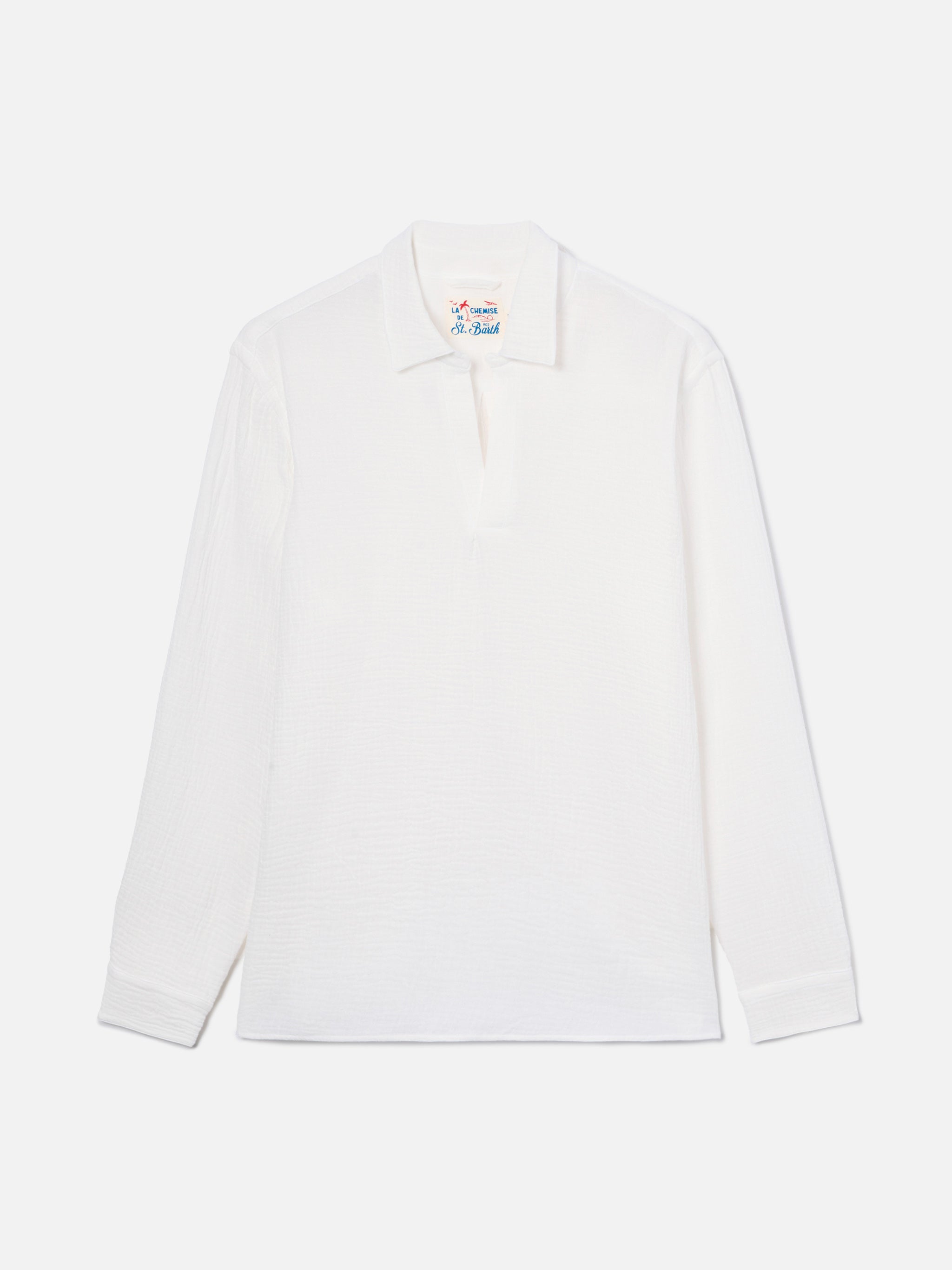 mc2-saint-barth-polo-ventotene-uomo-maniche-lunghe-in-cotone-waffle-bianco image 4