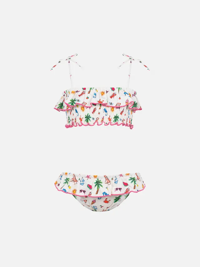 mc2-saint-barth-bikini-melie-bambina-bralette-summer-sketch-con-smock-e-volant image 1