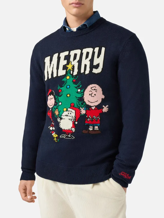 mc2-saint-barth-heron-girocollo-uomo-blu-peanuts-special-edition-natalizio image 1