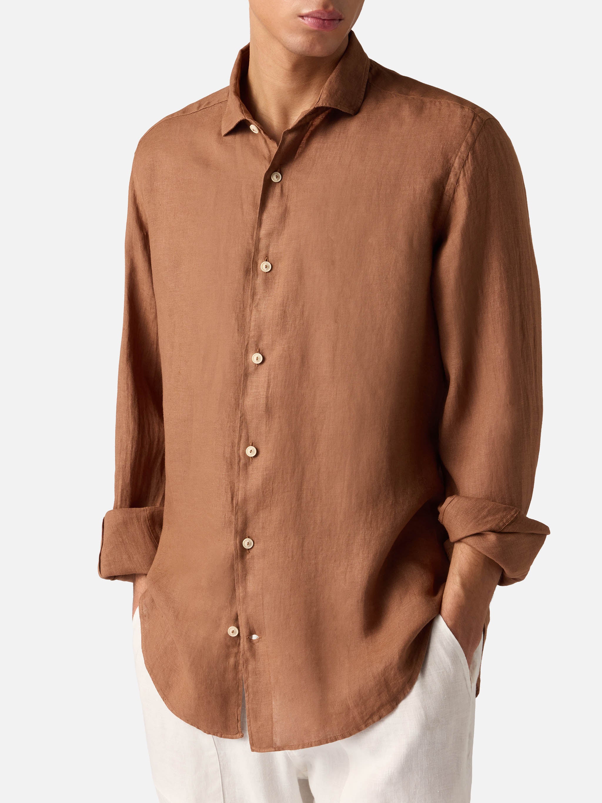 mc2-saint-barth-pamplona-camicia-in-lino-marrone-uomo image 1