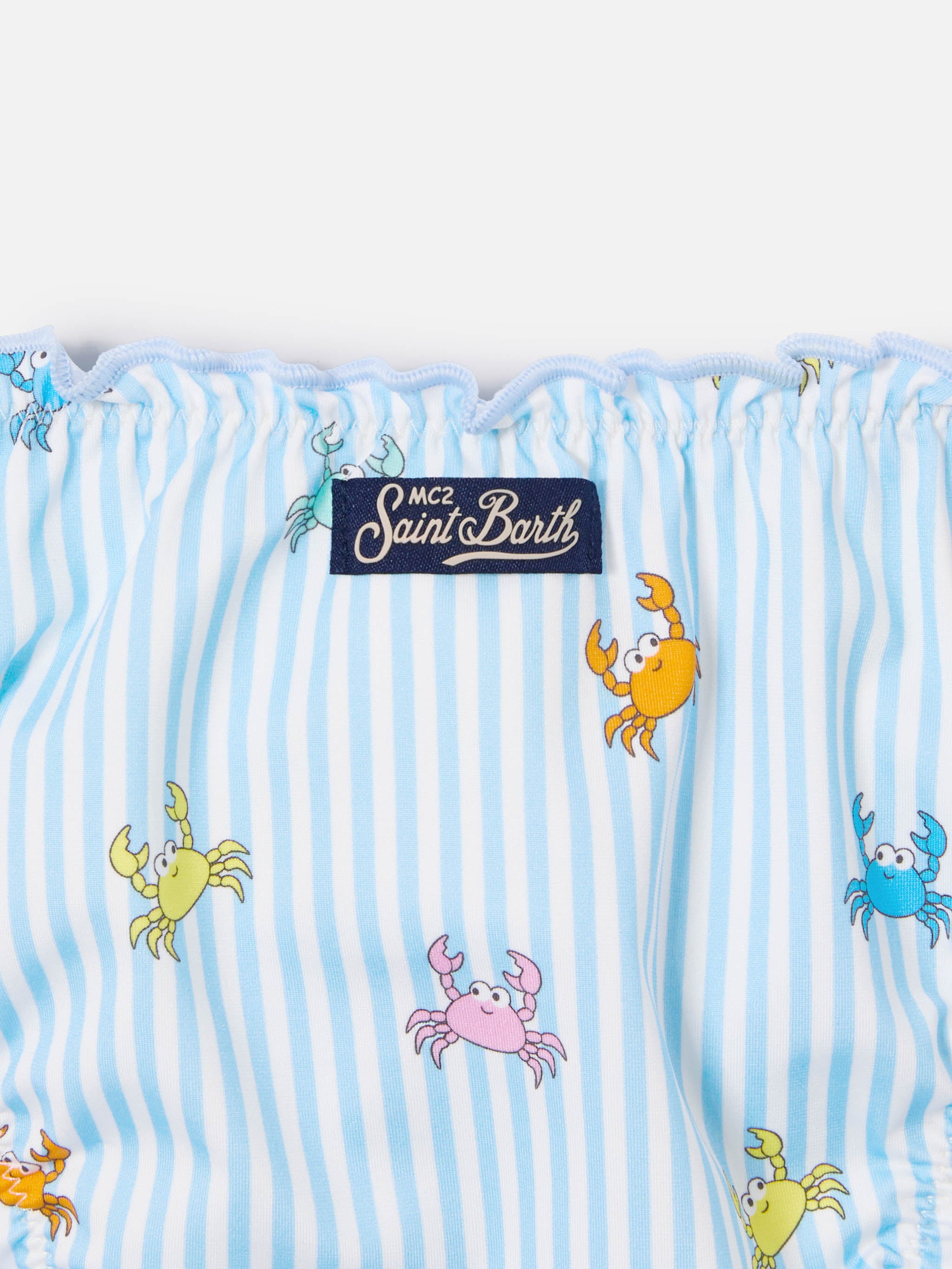 mc2-saint-barth-slip-mare-cric-bambina-a-righe-azzurre-con-stampa-granchietti image 3