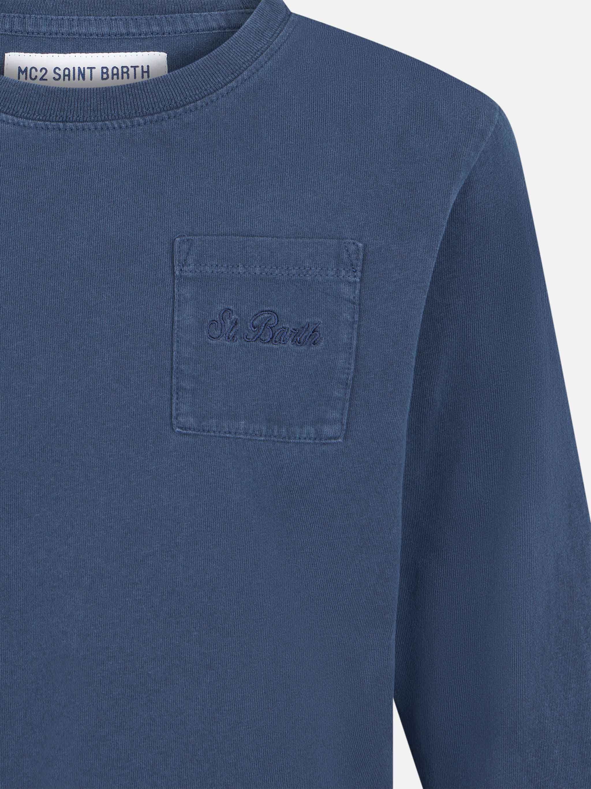 mc2-saint-barth-t-shirt-blu-da-bambino-in-cotone-pesante-maniche-lunghe-ricamo-s image 3
