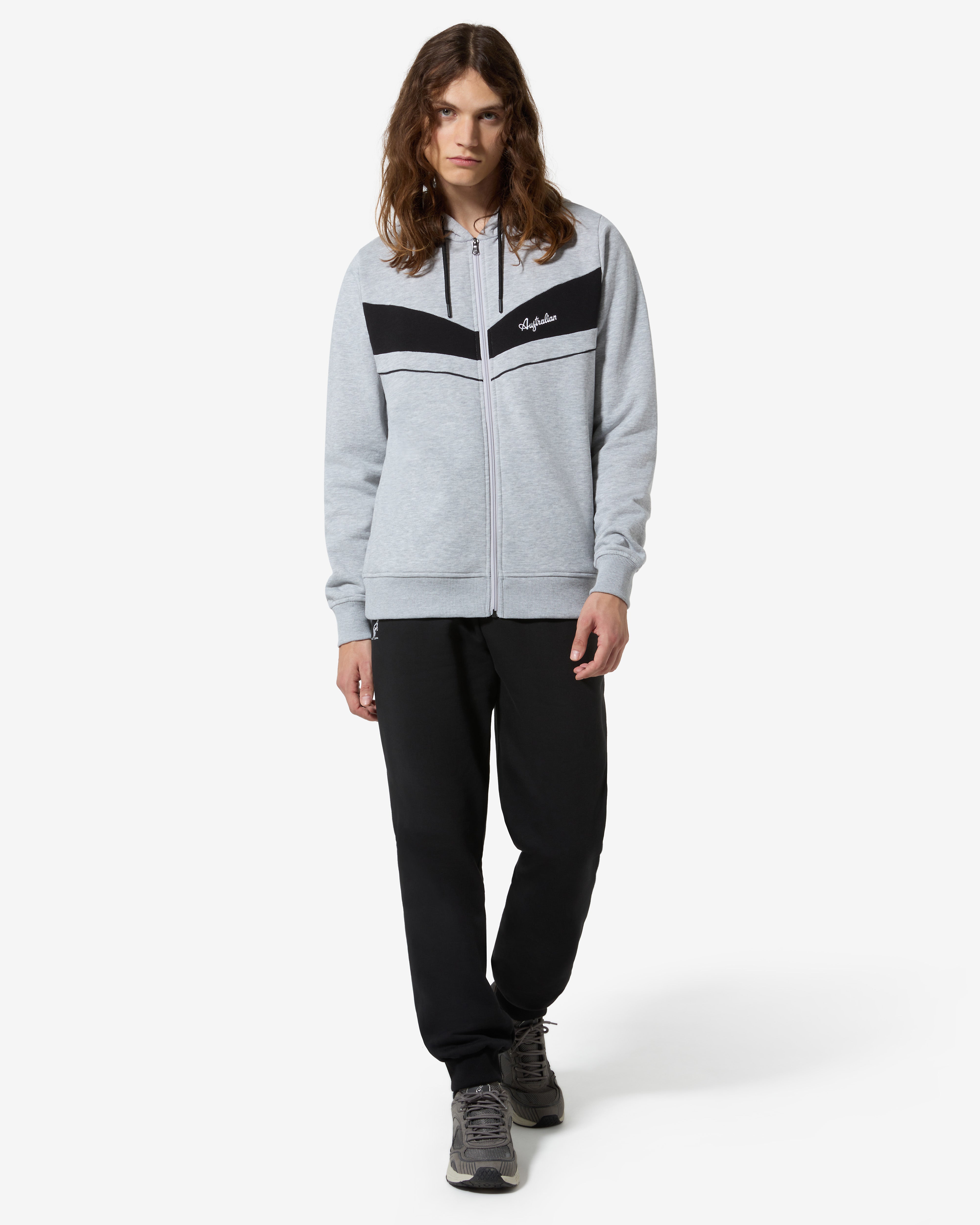 australian-raw-pink-track-jacket-grigio-melange-in-felpa-con-cappuccio image 5