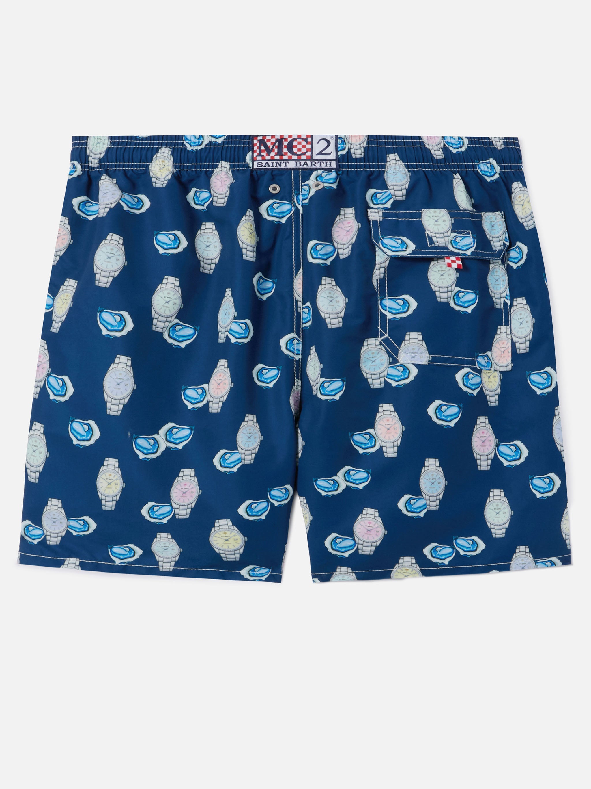 mc2-saint-barth-gustavia-gus0001-costume-mare-uomo-blu-stampa-ostriche-e-orologi image 2