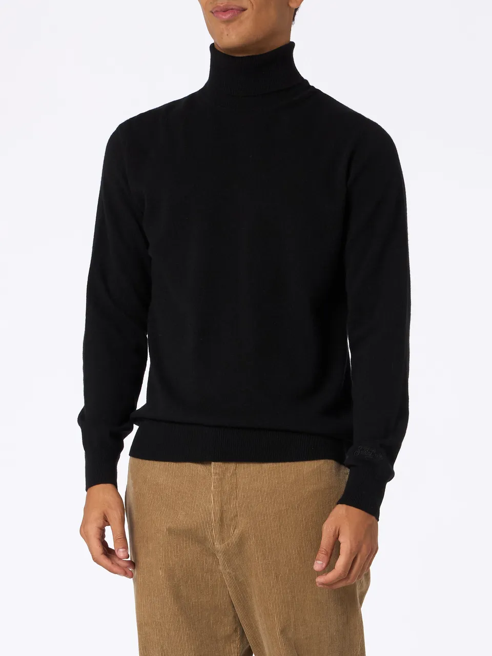 mc2-saint-barth-maglia-bond-in-misto-cashmere-nero-collo-alto image 1