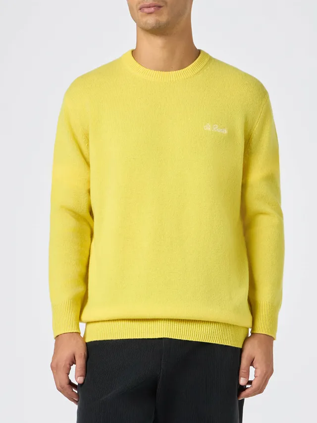 mc2-saint-barth-regent-maglione-uomo-giallo-lambswool-girocollo image 1